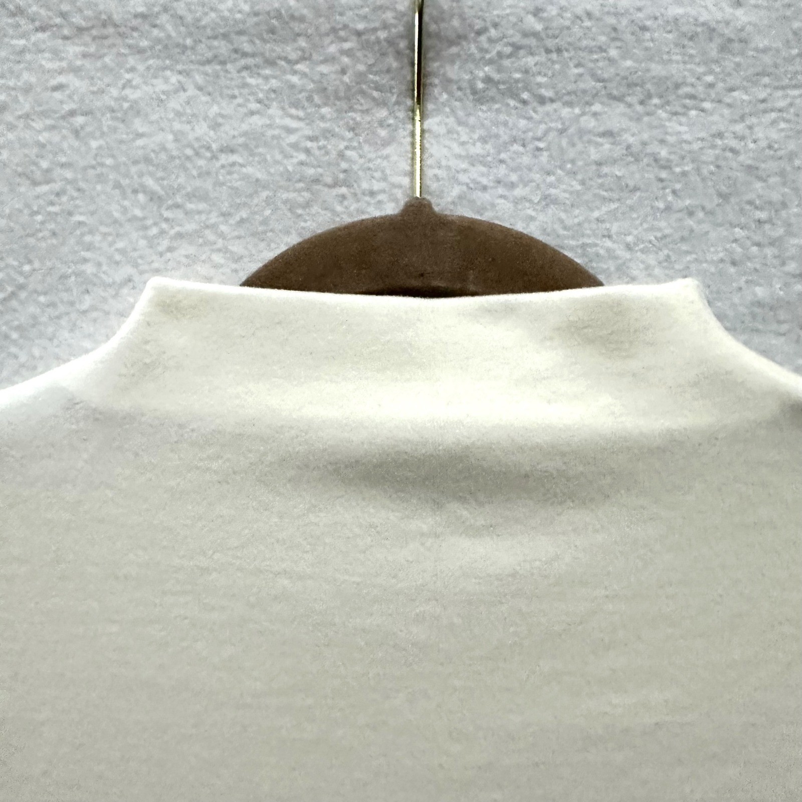 OGL Eco-Mousse Ruched Long Sleeve Mock Neck Top Cream Off White Medium NWT