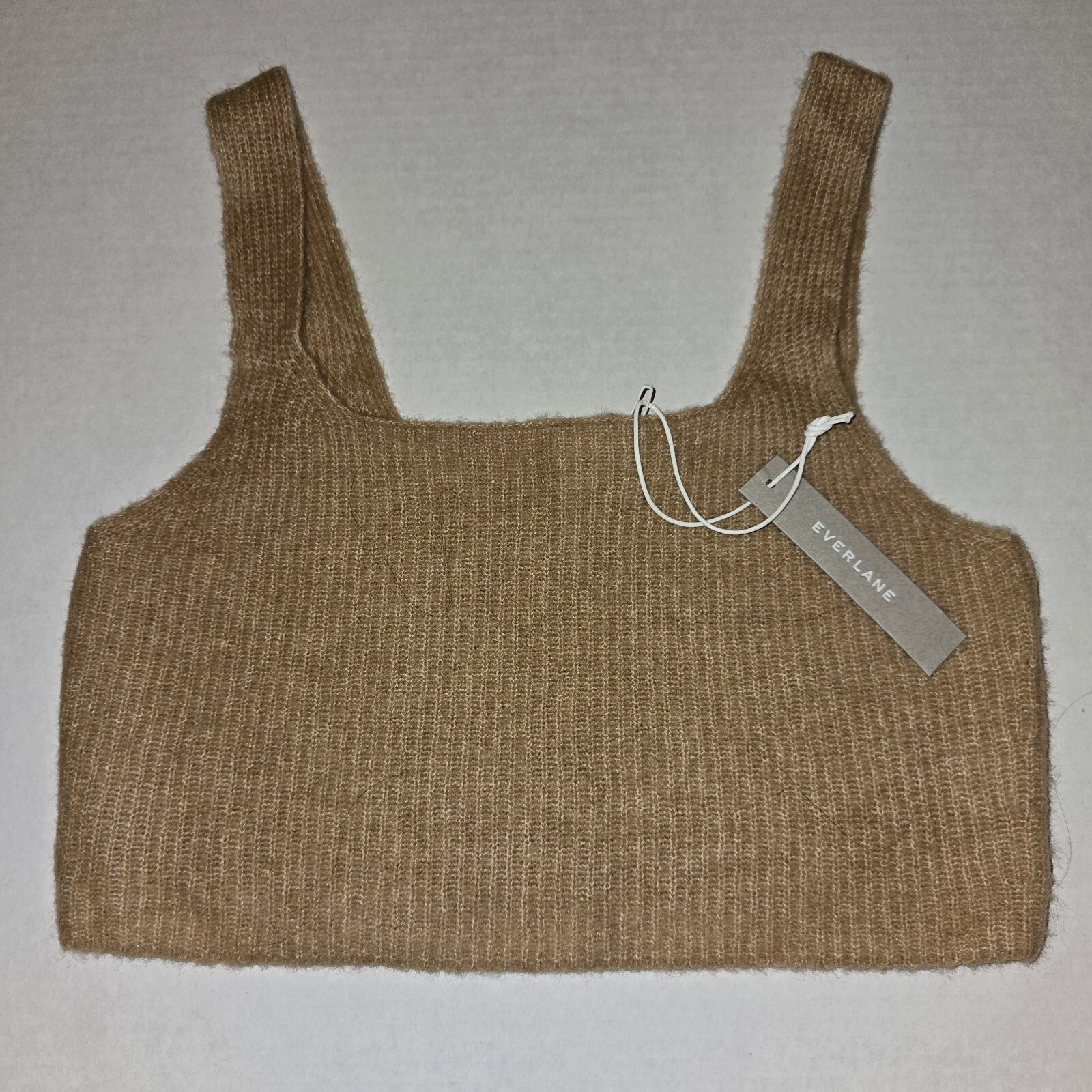 Everlane Camel Yak And Wool Blend The Cozy Stretch Knit Cropped Tank Sz MED NWT