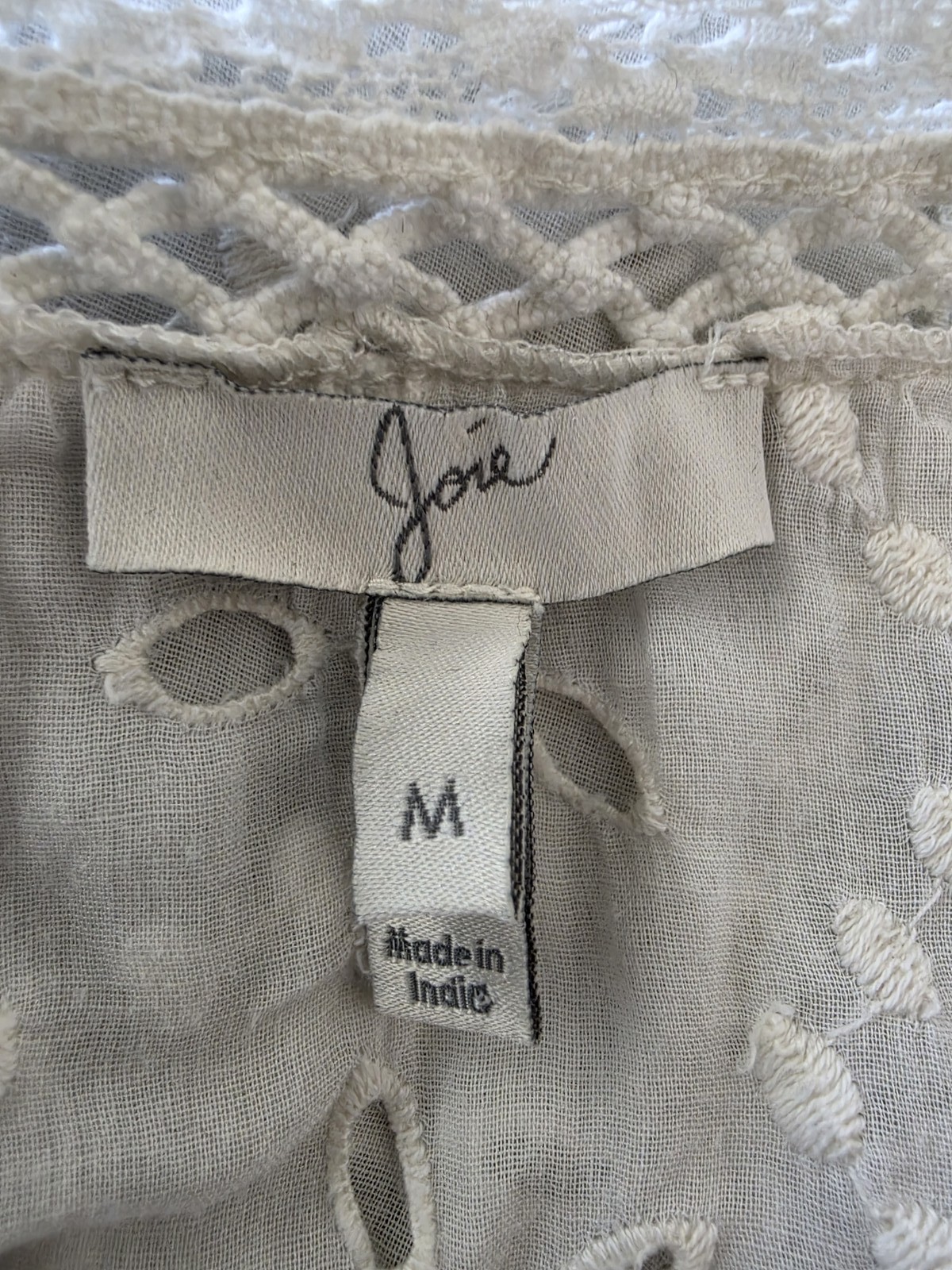 Joie Blouse Womens M Floral Cream 100% Cotton Pit to Pit 17in Length 22in
