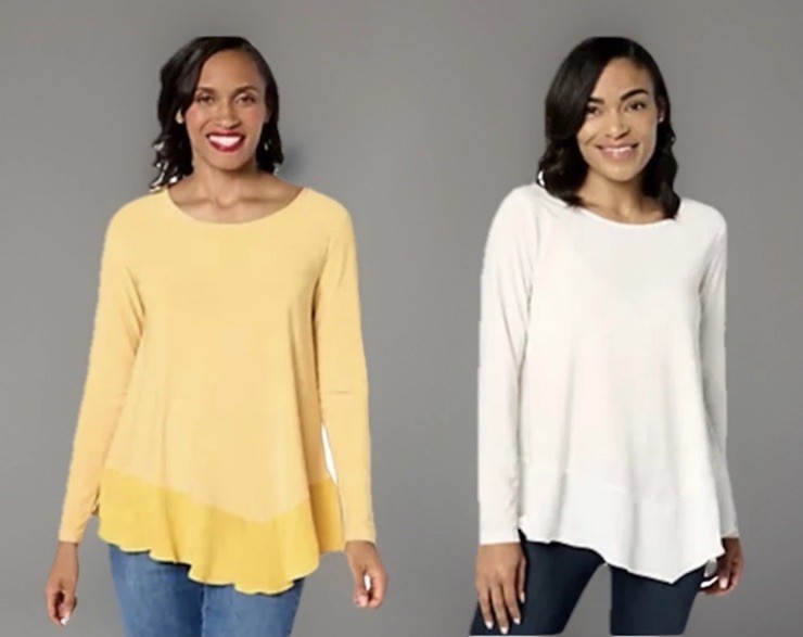 Attitudes by Renee Lot Of 2 Size XS Como Jersey Mix Media Asymmetric Top A636527