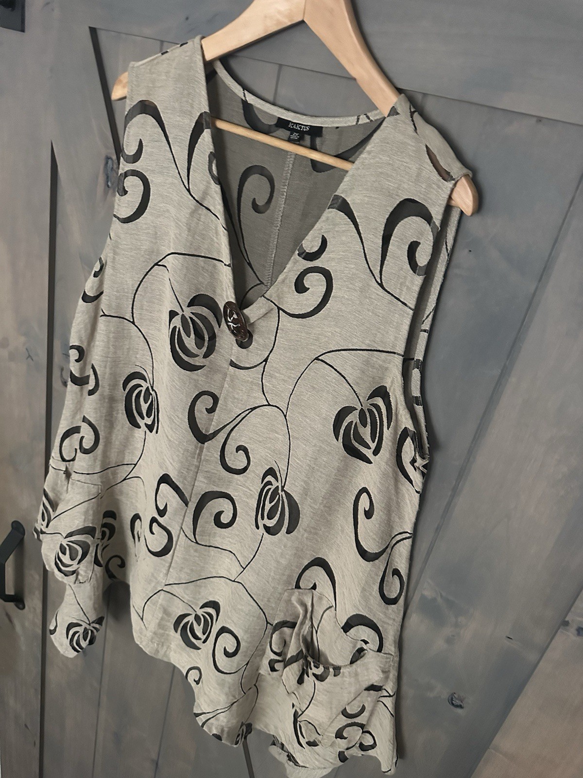 Kaktus Pullover Blouse Womens 2X Semi Sheer Asymmetric Hem Boho Lagenlook