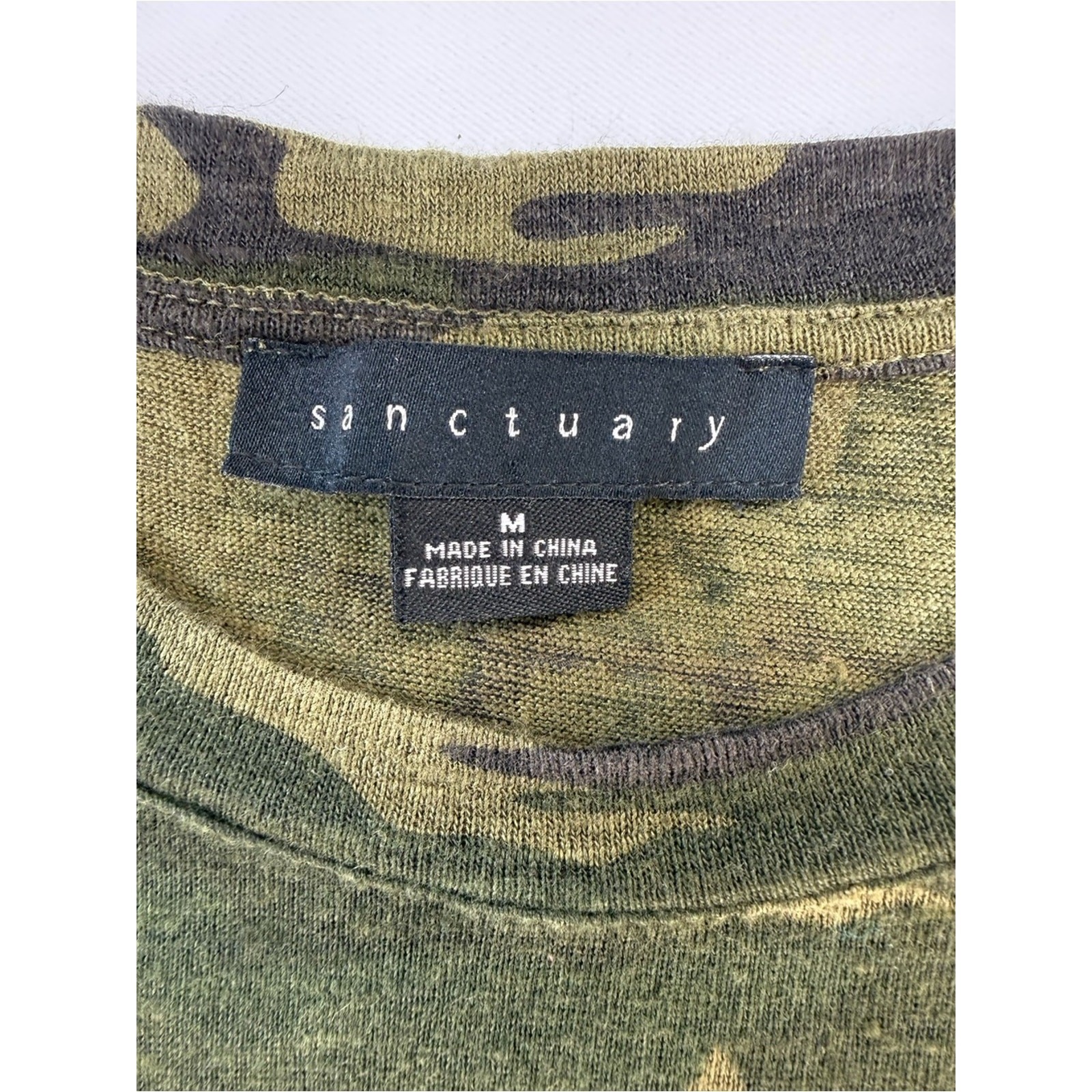 Sanctuary Green Camouflage Short Sleeve Linen Tee