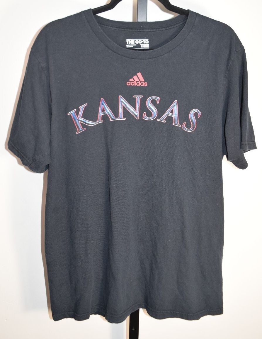 Adidas Kansas Black Graphic T-Shirt Size L – Go-To Tee Kansas Spellout Crewneck