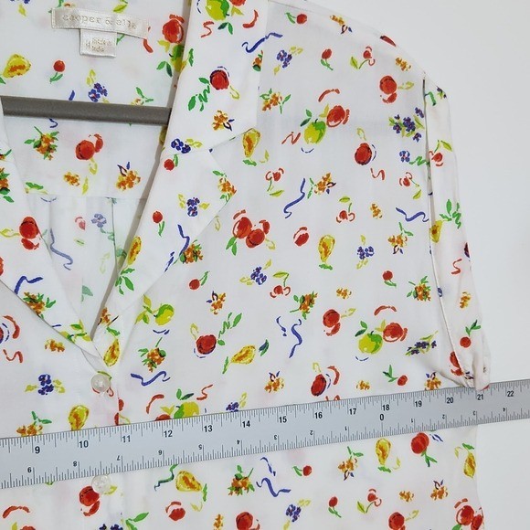 Cooper & Ella Multicolor Fruit Print Button Down Blouse Size Medium