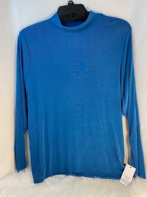 Ophelia Roe Women’s Long Sleeve High Neck Blue Sz 3X Light Weight Beautiful NWT
