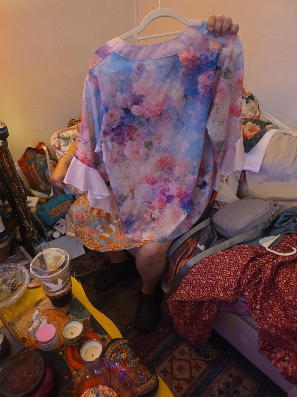 Multicolor Floral Womans Blouse Size XL Mid Length Sleeves V-Neck
