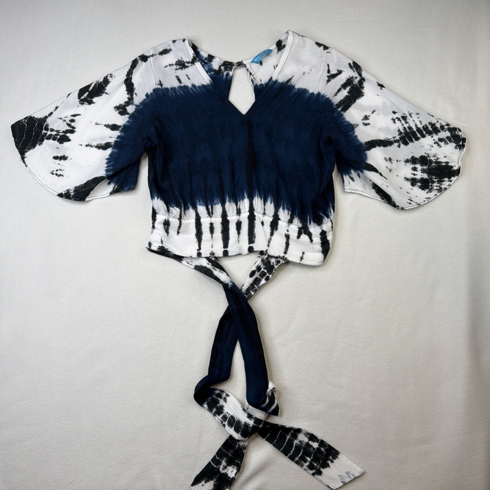 Rinjanie Batik Women’s Small? Tie Dye Rayon Crop Top Open Back Handmade