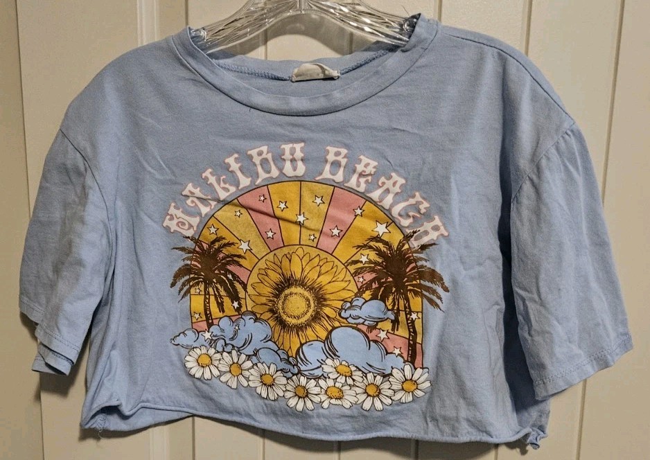 Local Lab “Malibu Beach” Crop Top Women’s Size XL Blue
