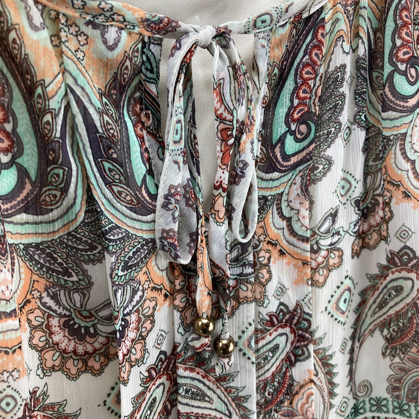 Sara Michelle Paisley Peasant Blouse Top2X Lined Flowy Boho Peasant Hippie