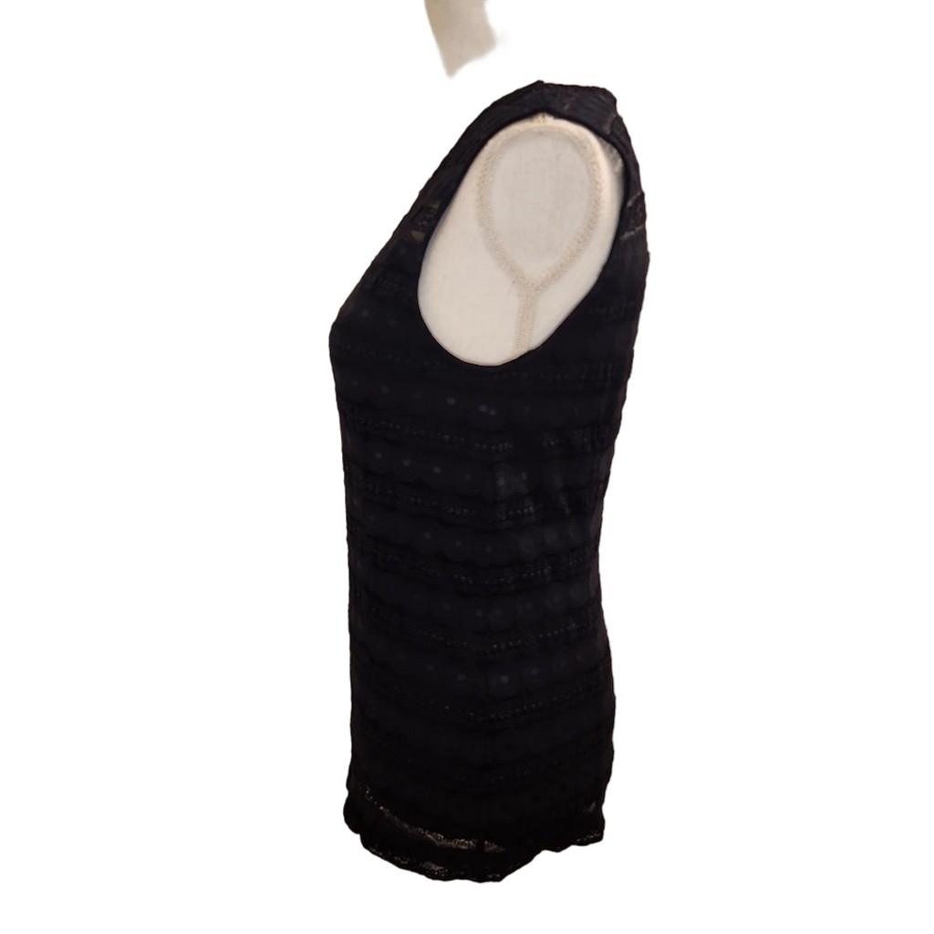 Ann Taylor Navy Blue Lined Lace Sleeveless Shell Top SZ: M versatile Layering