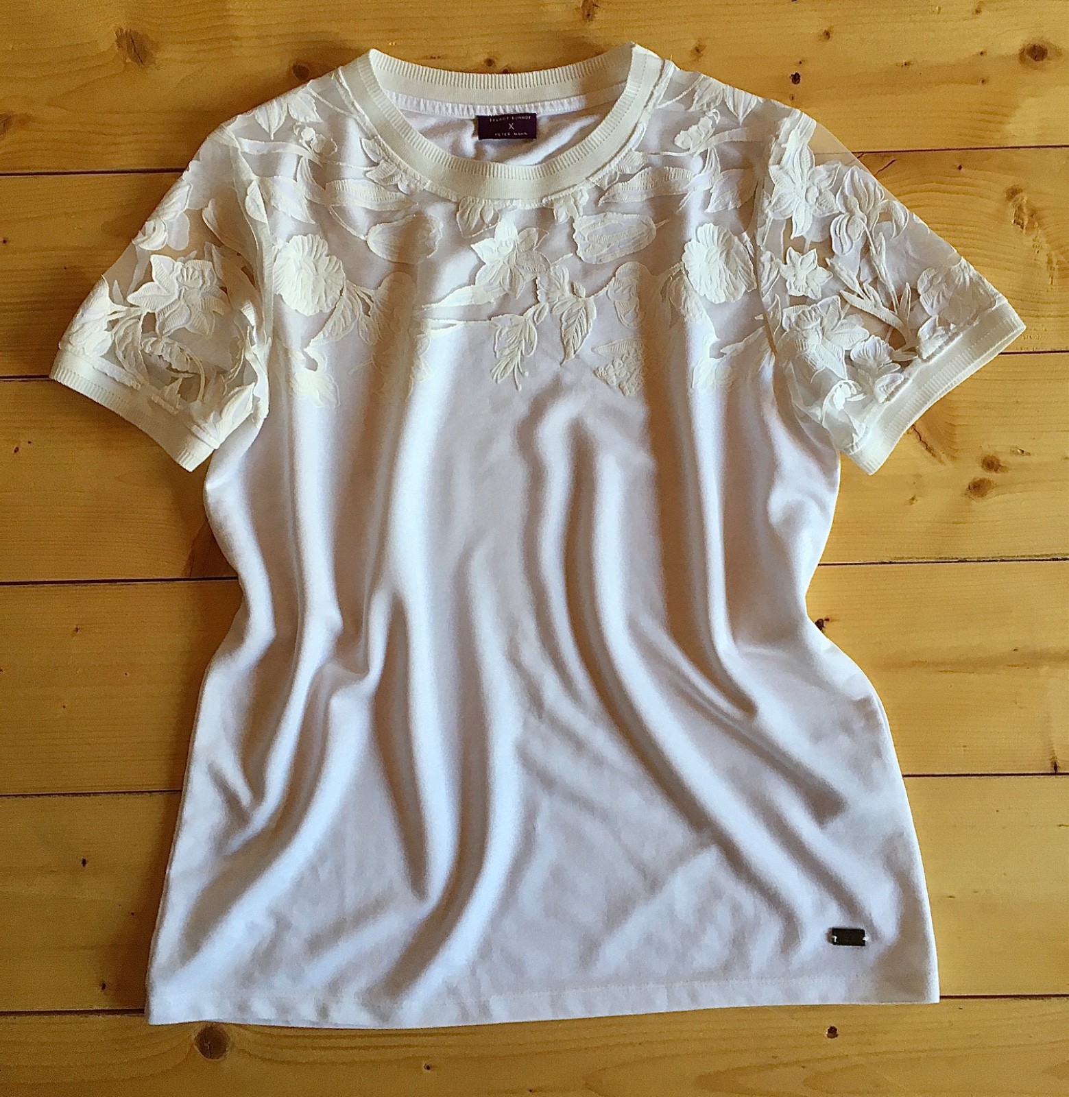 Talbot Runhof x Peter Hahn exceptional quality viscose lace detail top, UK 14