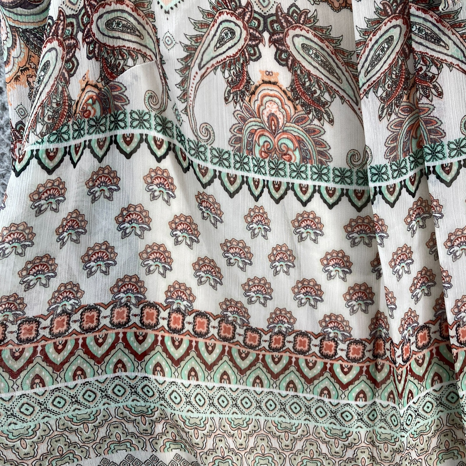 Sara Michelle Paisley Peasant Blouse Top2X Lined Flowy Boho Peasant Hippie