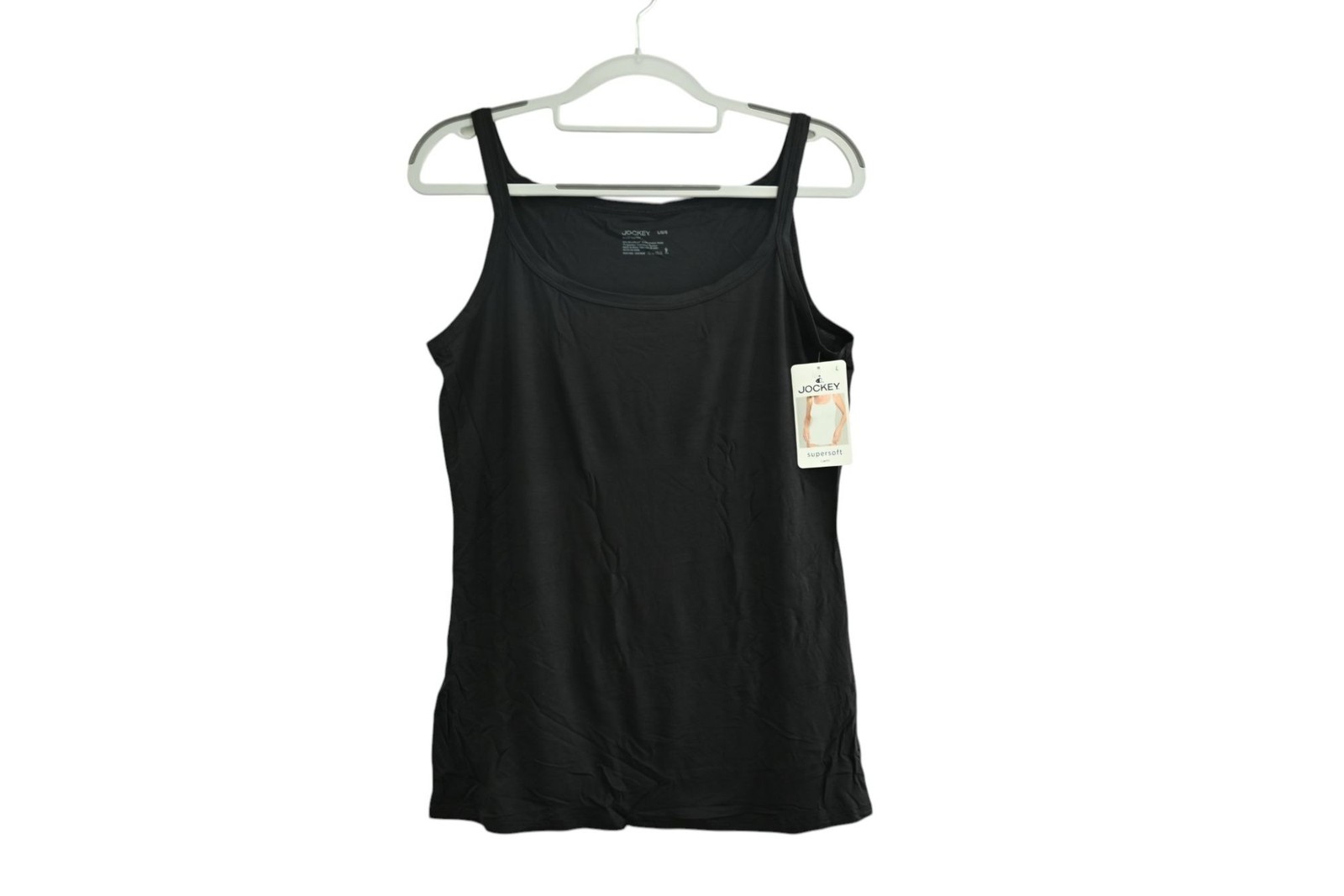 NWT Jockey Supersoft Cami Sz L Black Stretch Sleeveless Layering Tank Top