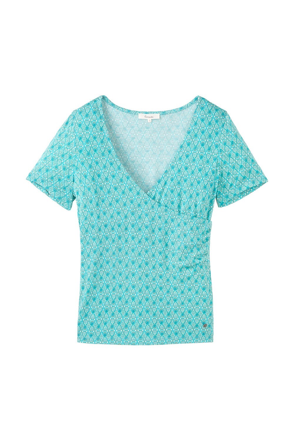 EcoVero Geometric Pattern Blue Turquoise Threaded Shirt Quiet S25C153