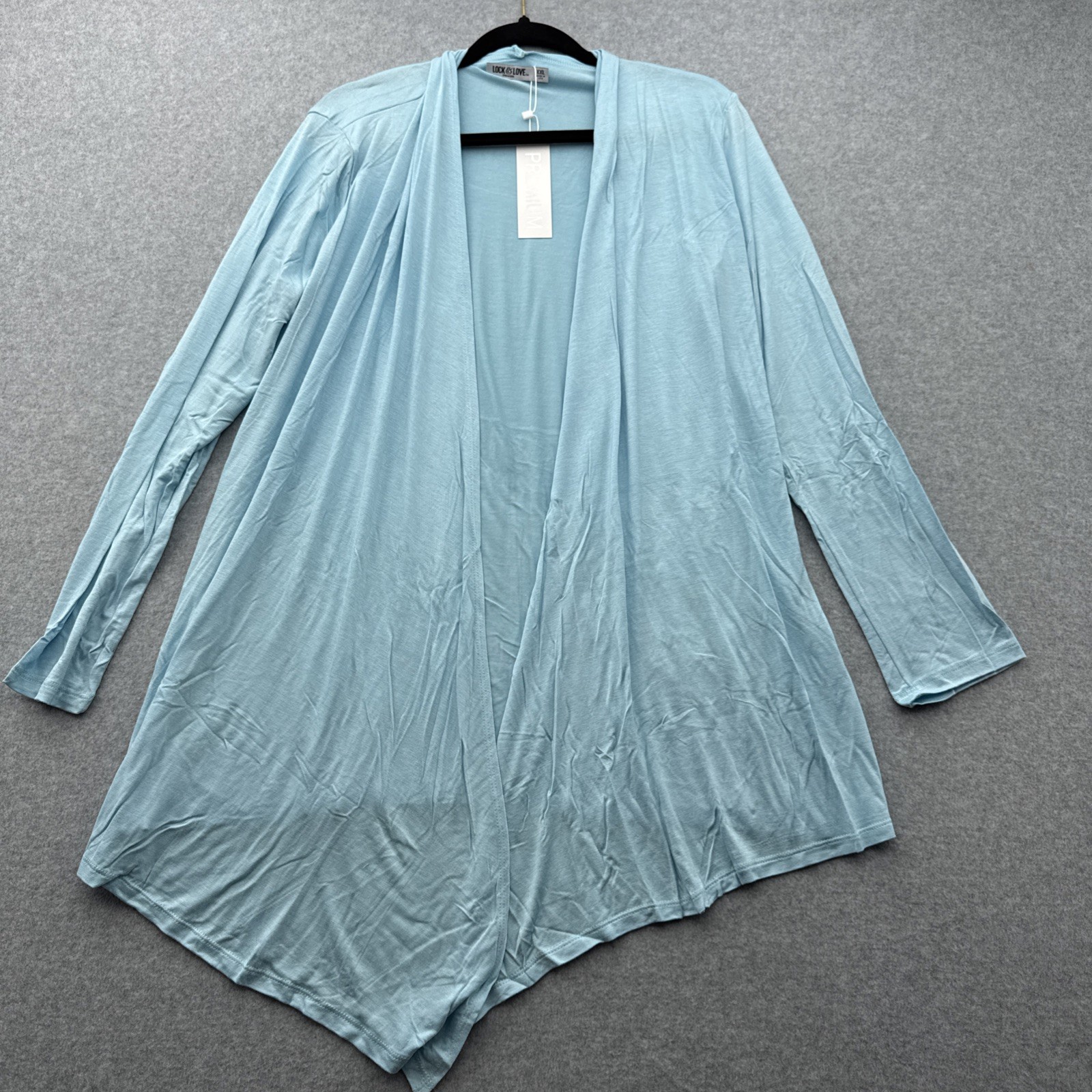 Lock & Love Aqua Blue Open Front Cardigan Women’s XXL Hi Low Light Weight