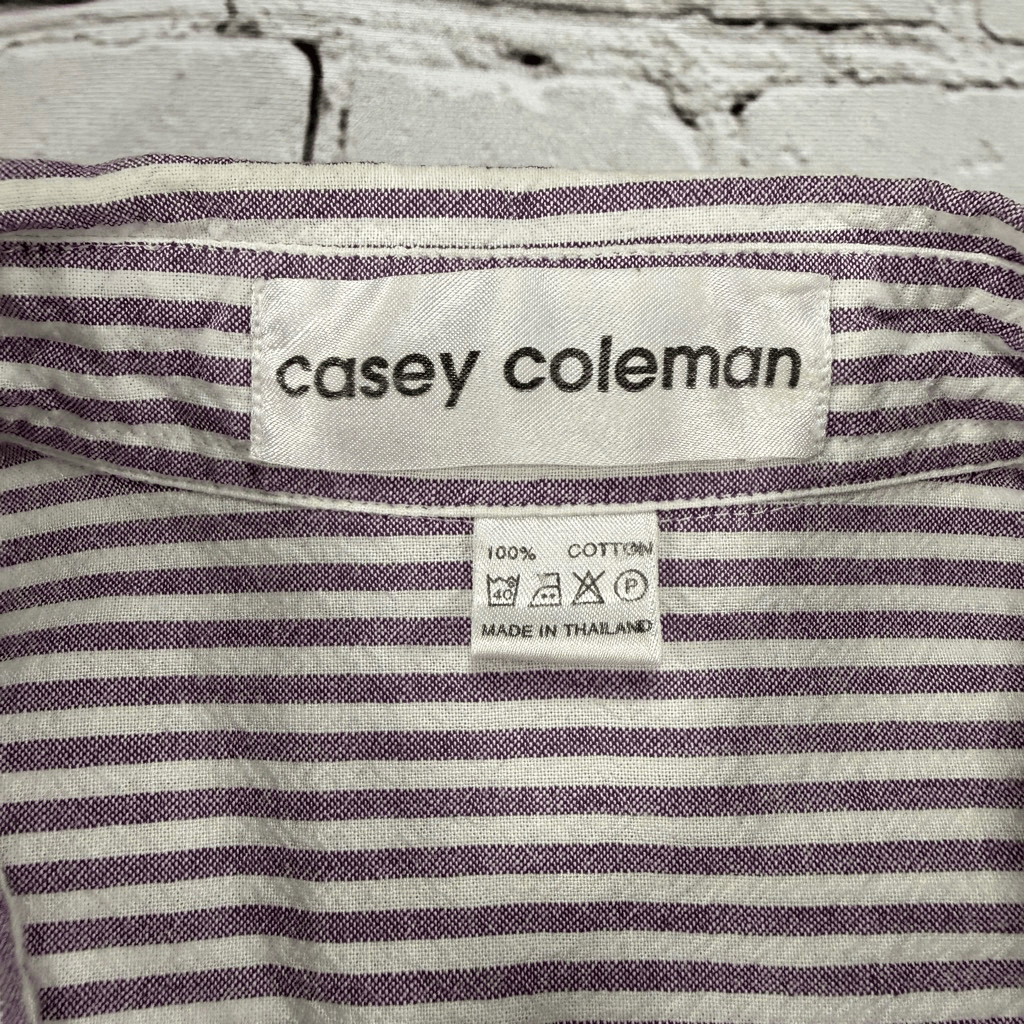 VTG Casey Coleman Vineyard Wine Embroidered Pinstripe Blouse Size L A