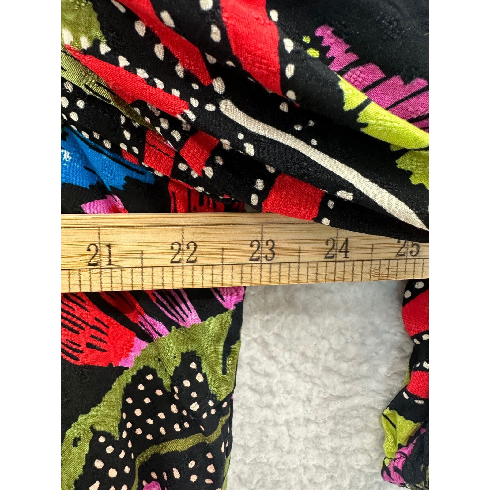 Tribal Blouse Womens Large Multicolor Tropical Floral 3/4 Sleeve Rayon Excellent