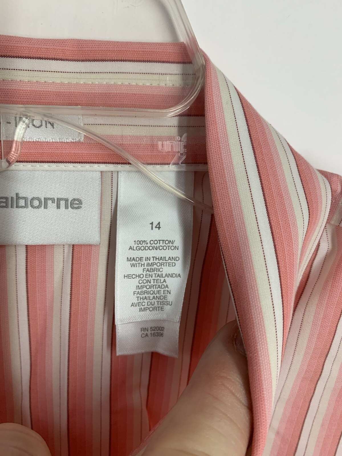 Women’s Liz Clairborne Striped Button-Up Easy Care Non-Iron Dress Shirt- Size 14