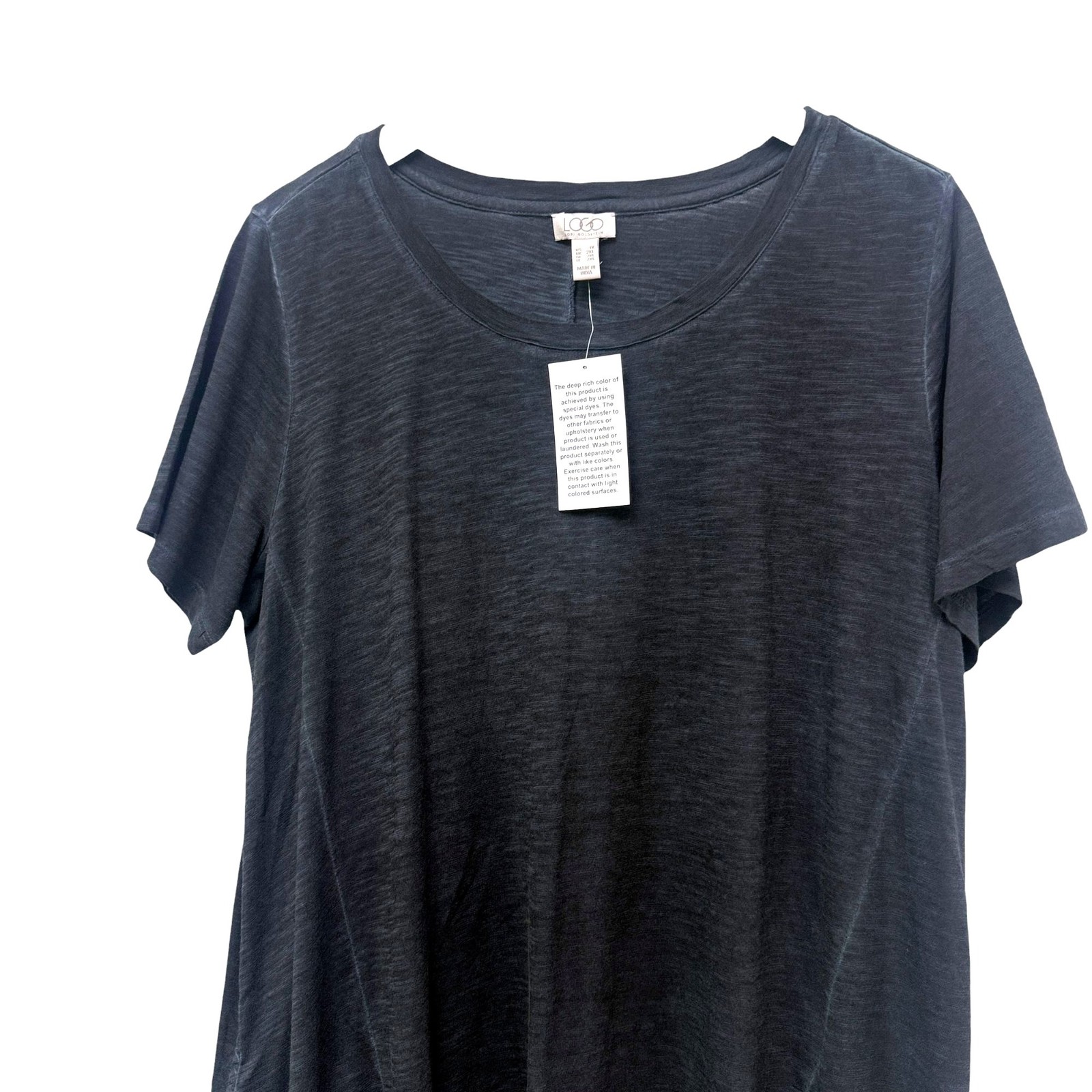 LOGO Lori Goldstein Tunic Tee Plus Size 1X Dark Gray Pockets Boho Top NWT