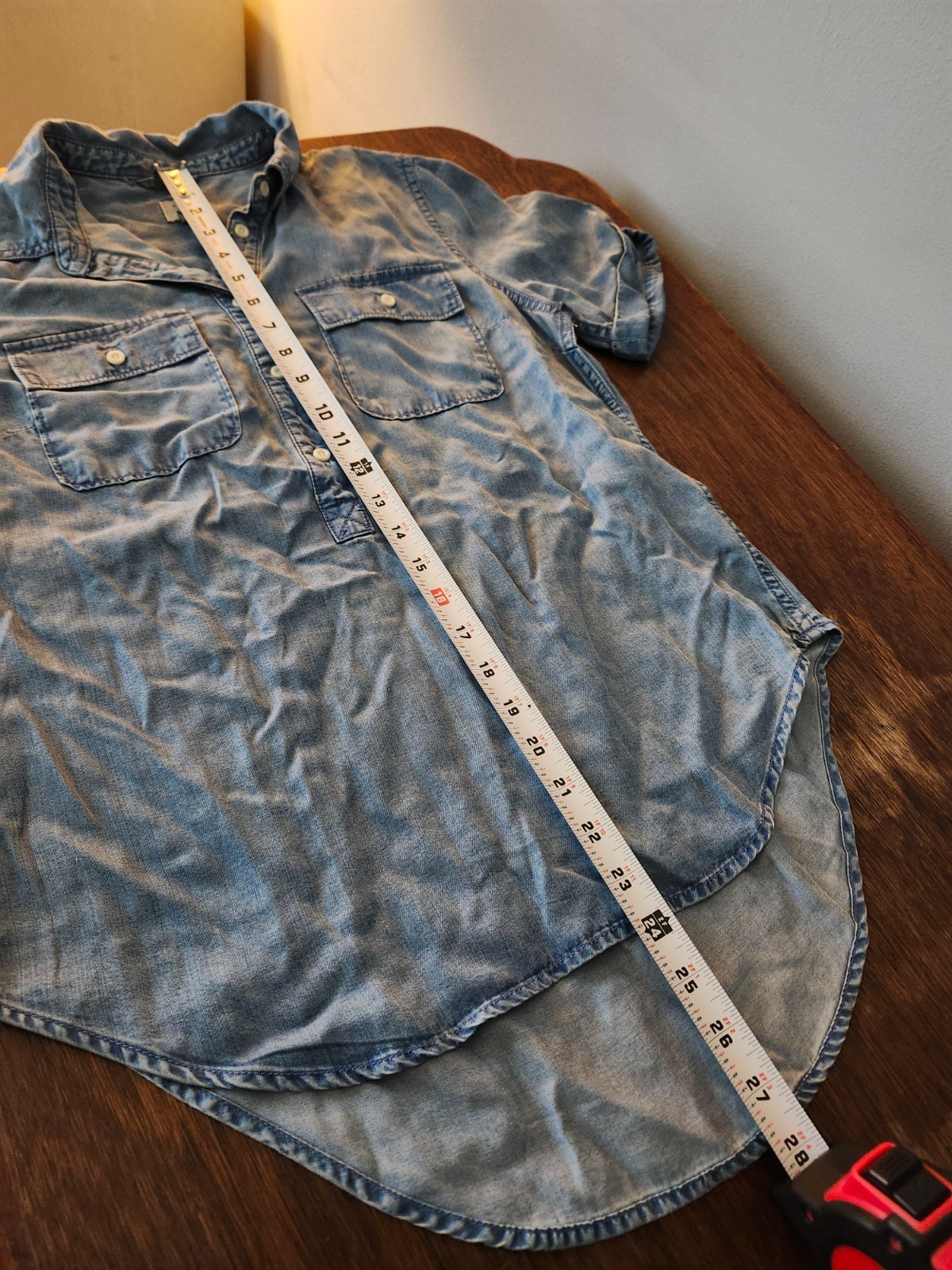 A New Day Blue Short Sleeve Button Front Shirt Blouse Size Small