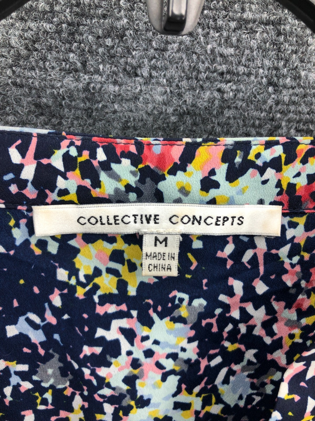 Collective Concepts Blouse Womens Medium Colorful Floral 3/4 Sleeve Boho Peasant