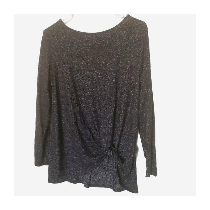 Gibson Womens Cozycore Minimalist Twist Front Top Small Black Heathered Stretchy