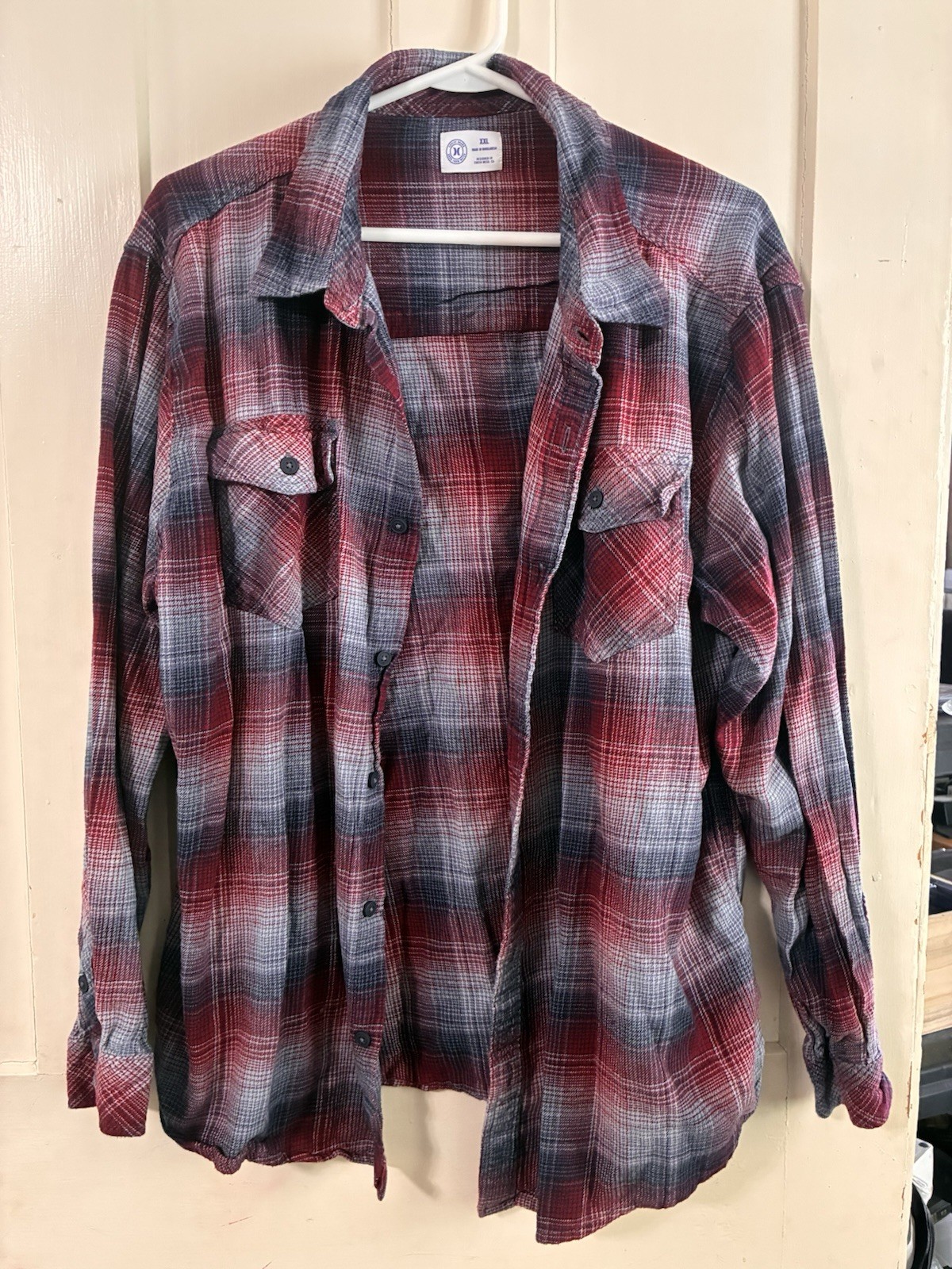 Hurley Mens Red/White/Blue Button Up Flannel Size XXL