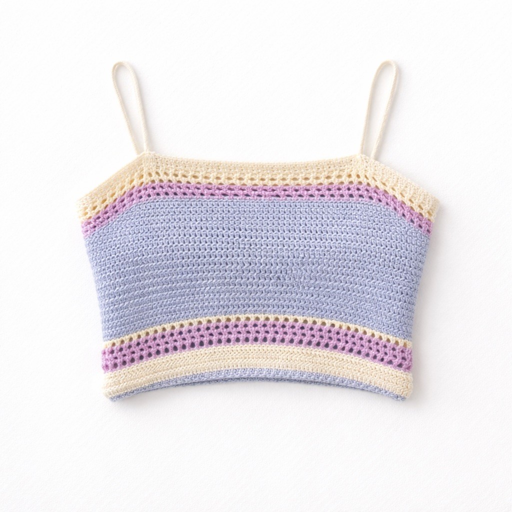 Crochet Crop Top Women Small Lace Up Back Pastel Festival Coquette Cottagecore