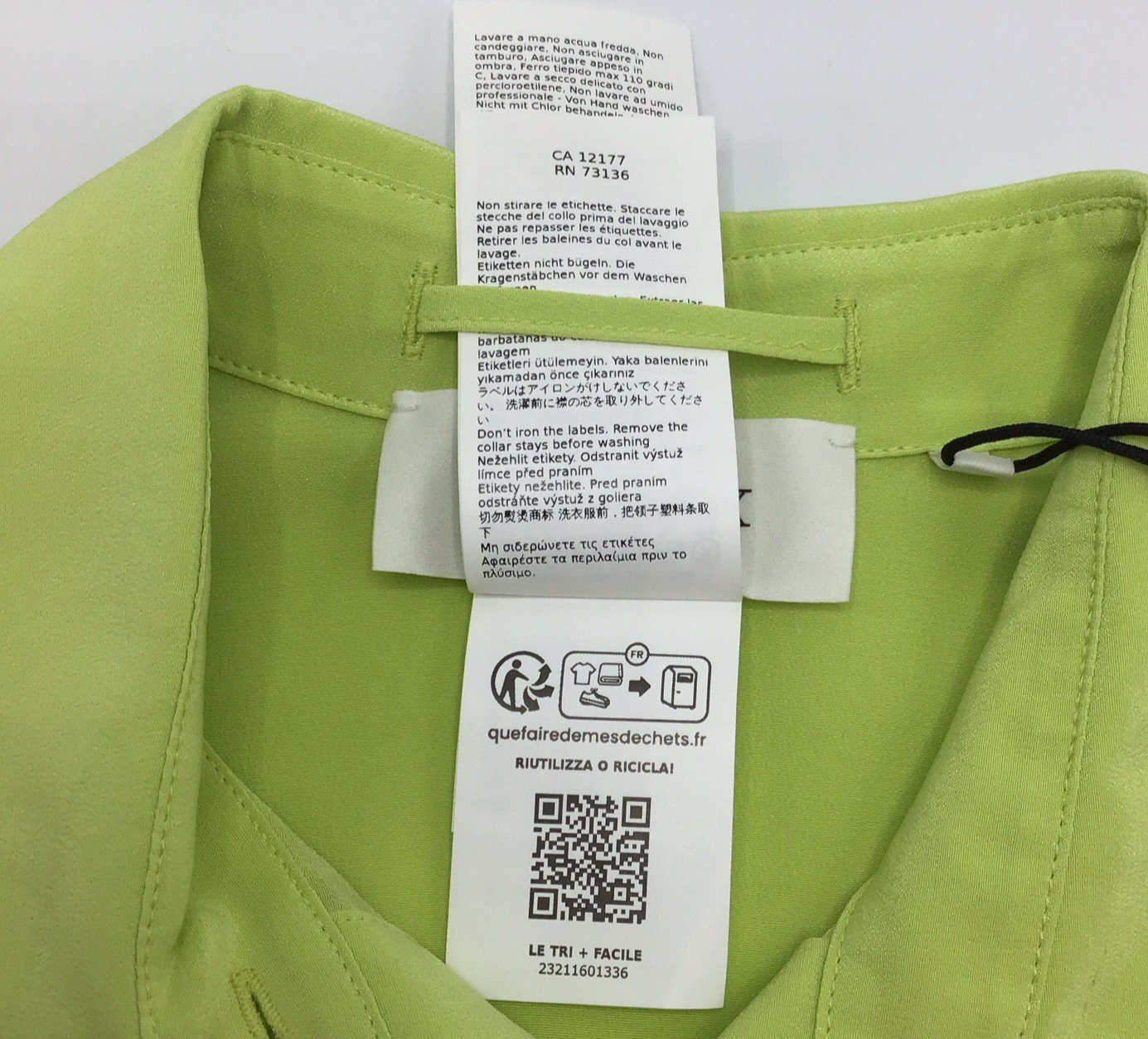 Max Mara SPORTMAX Algebra Lime Silk Shirt Button Front Elongated Cuffs NWOT US6