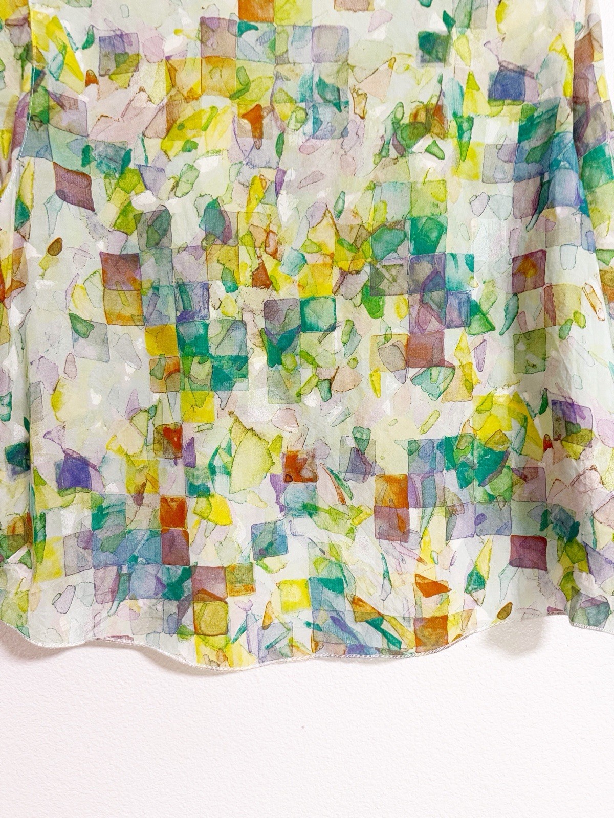 Click Color Me Cotton Watercolor Cropped Cupro Blouse Size M