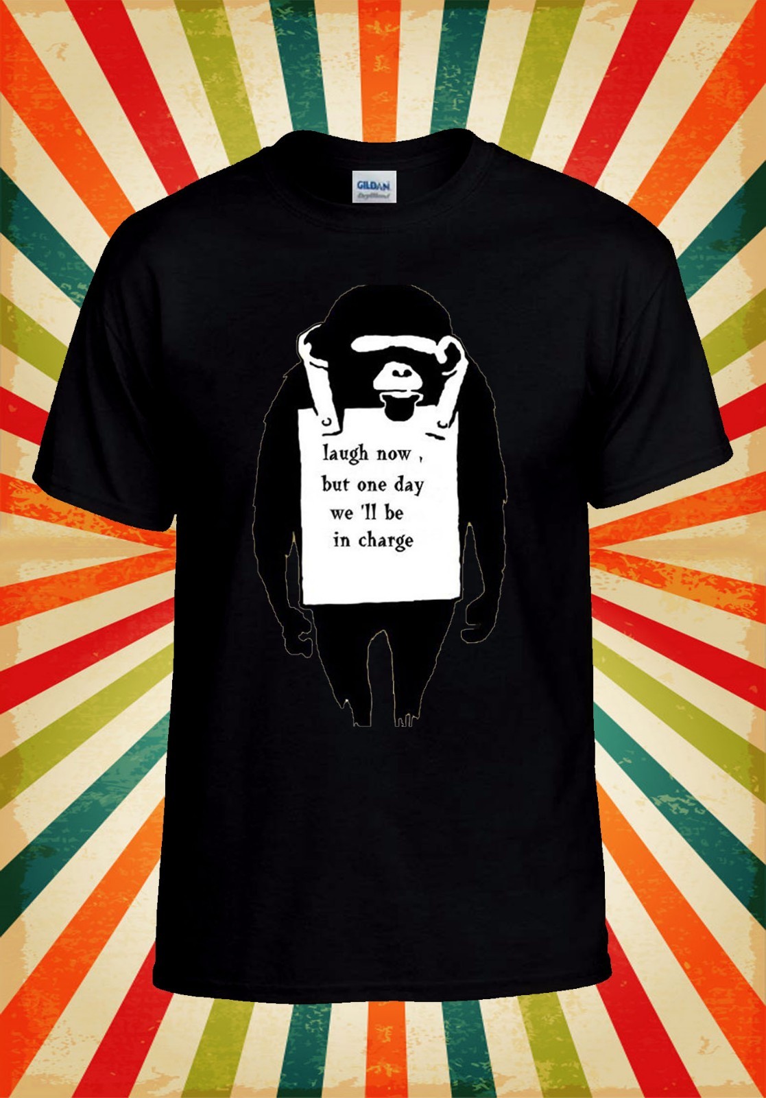 Banksy Monkey Lough Now Hipster Funny Men Women Vest Tank Top Unisex T Shirt 454