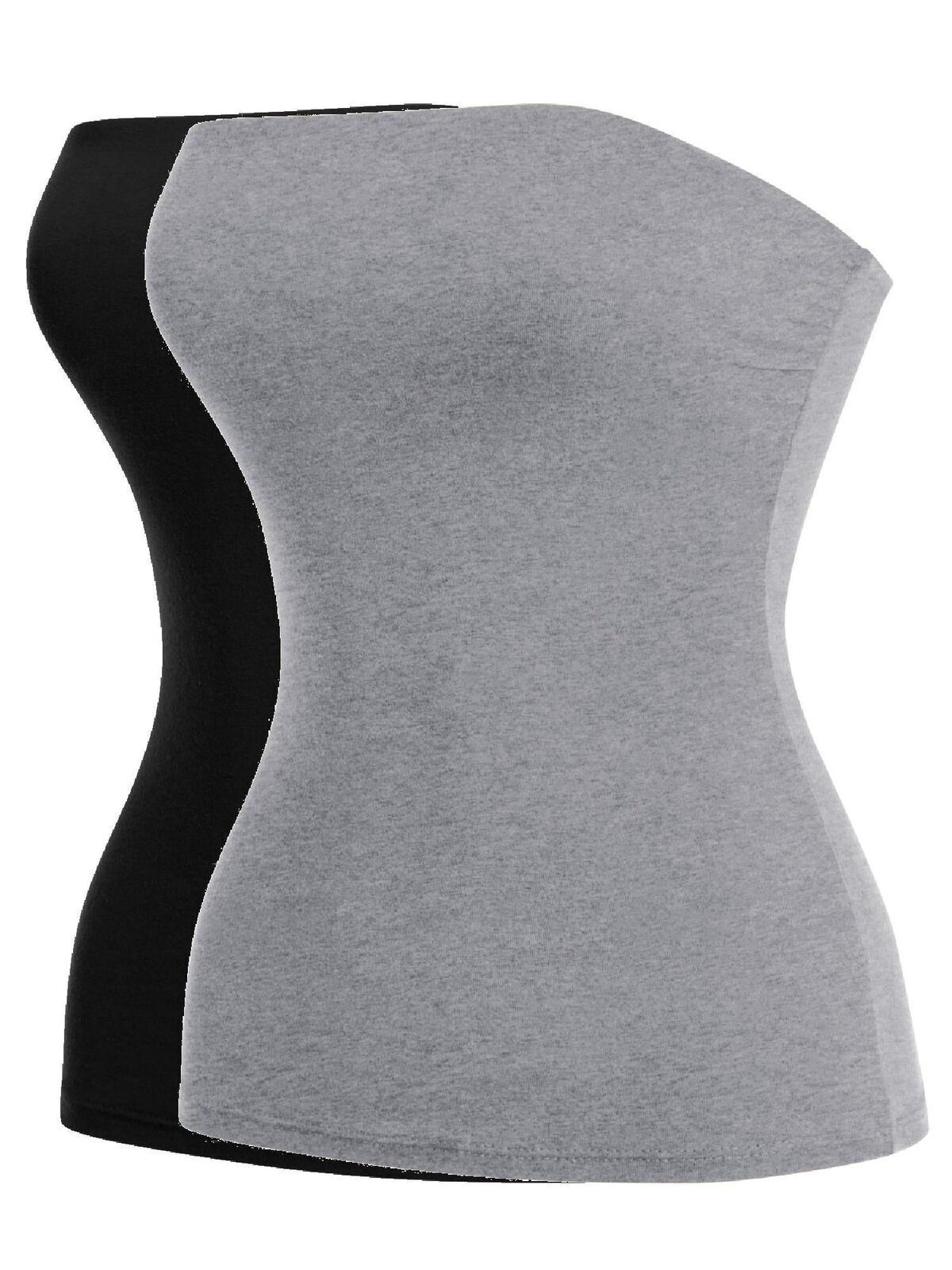 MixMatchy Basic Solid Stretchy Cotton Long Bandeau Tube Top