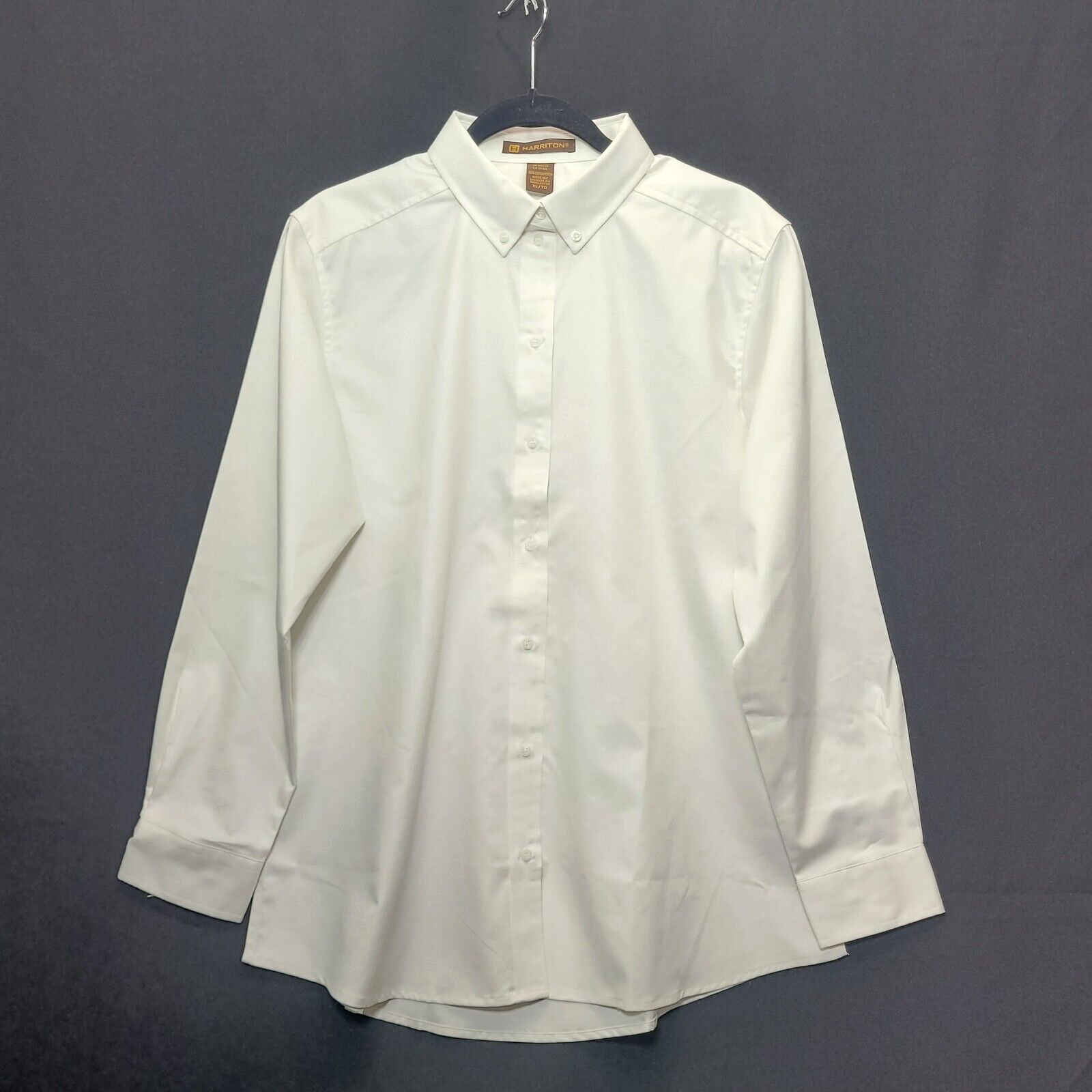 Harriton Button Down Long Sleeve Ladies Darted Oxford Shirt White Size XL