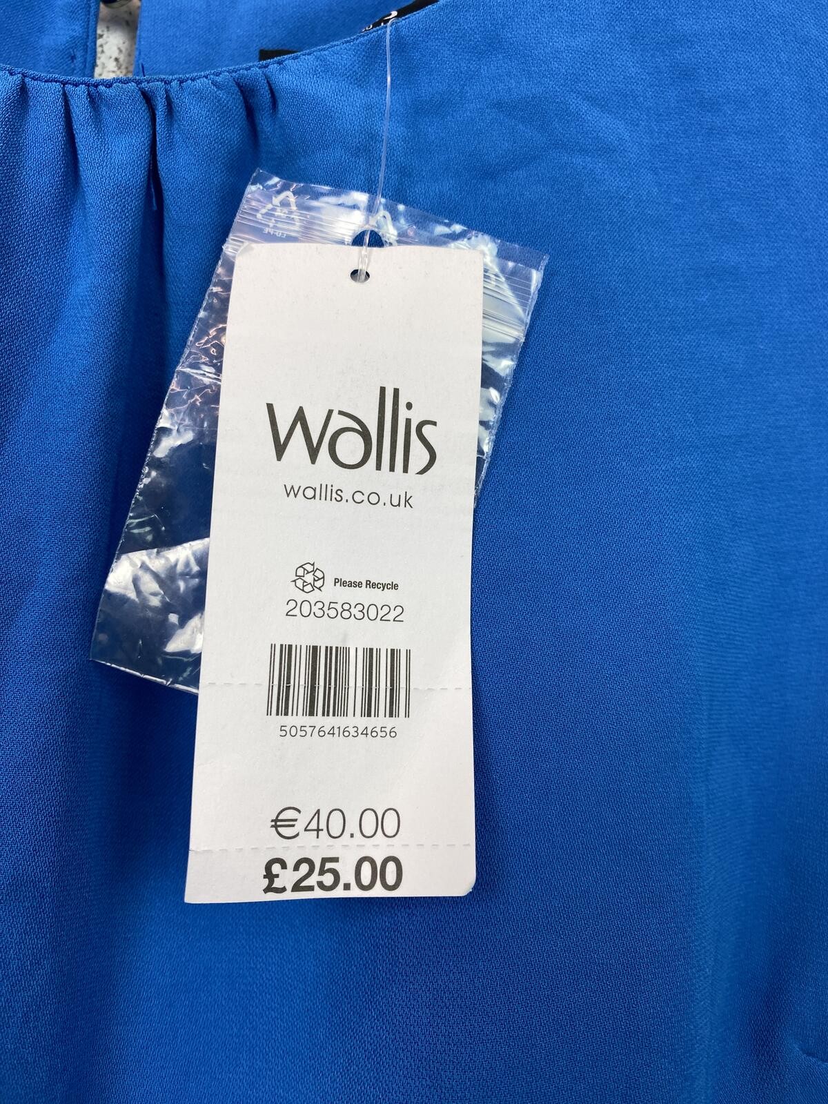 Wallis Blue Blouse Scoop Neck Short Sleeve UK 12 NEW