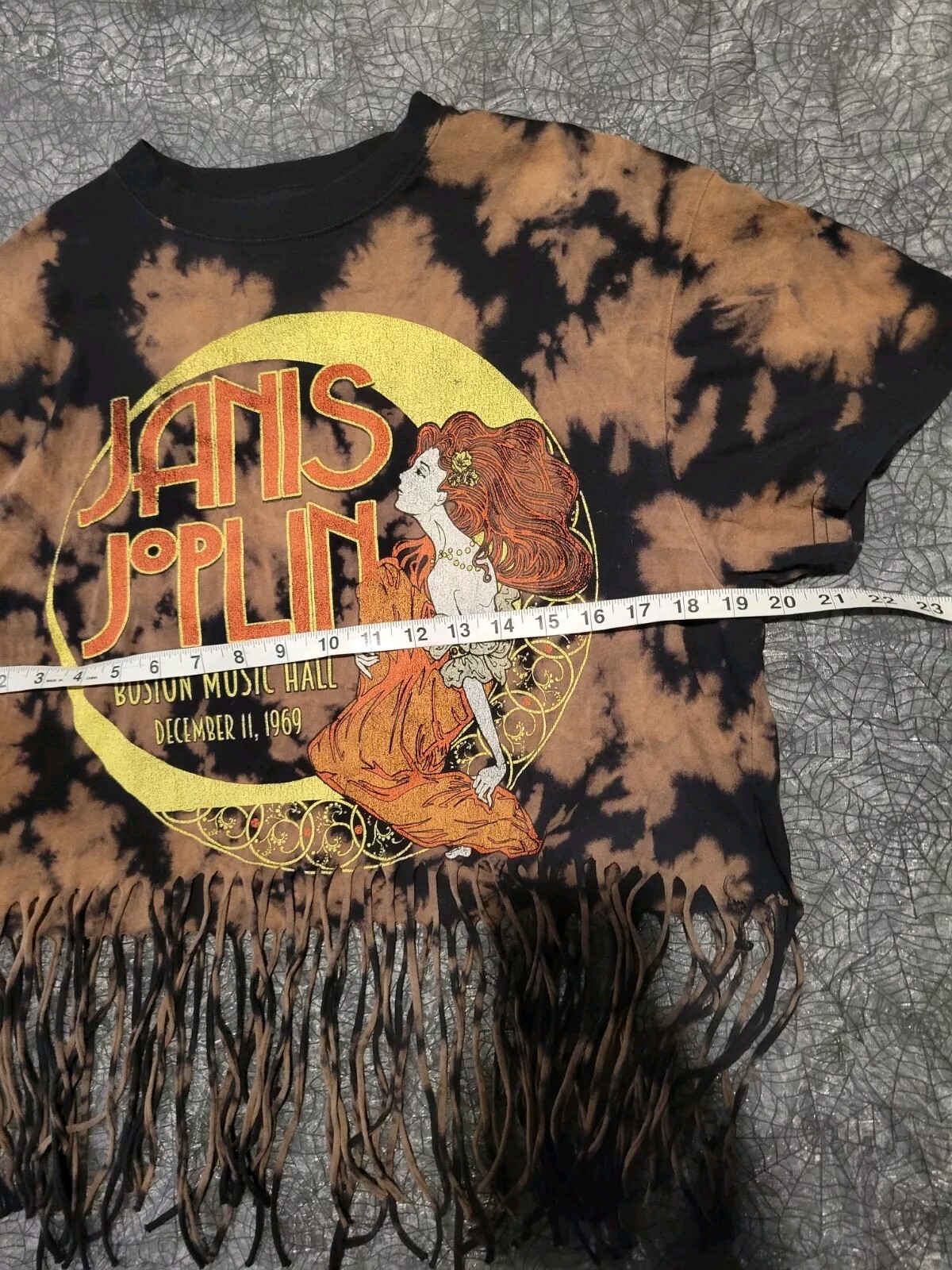 Janis Joplin Womens Medium Tie Dye Fringe Shirt Band Festival M 1969 Boston