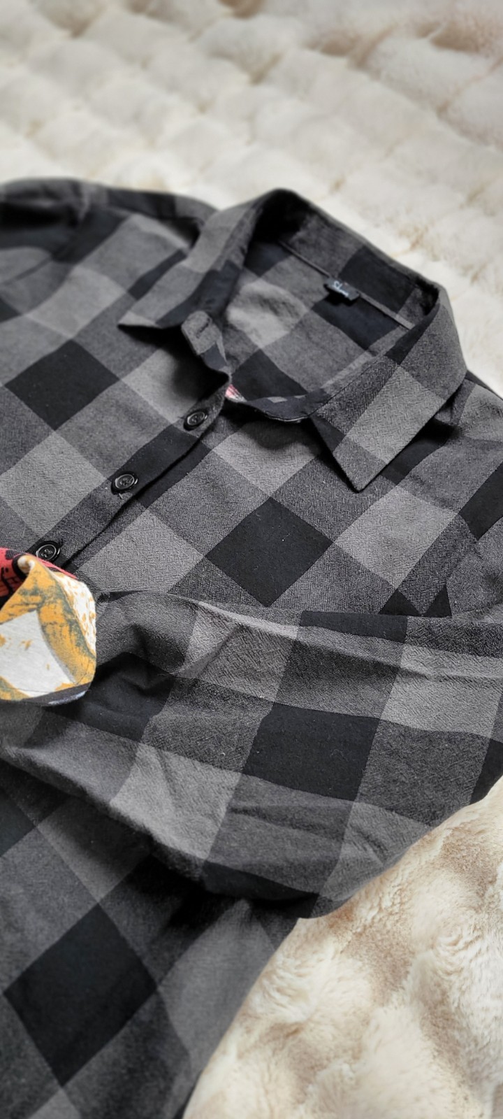 Shana Womens NWOT Black Plaid Print Art To Wear Cotton Button Up Sz XXL Pockets