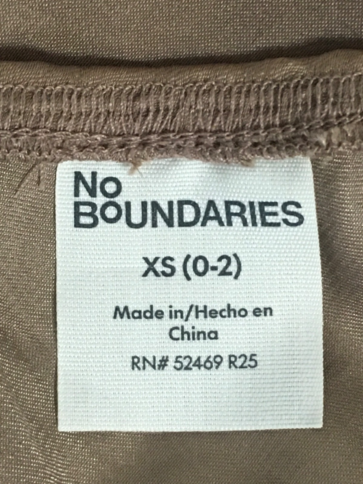 No Boundaries Camisole Top Women Size XS 0 to 2 Light Brown V neck Bow Adj Strap