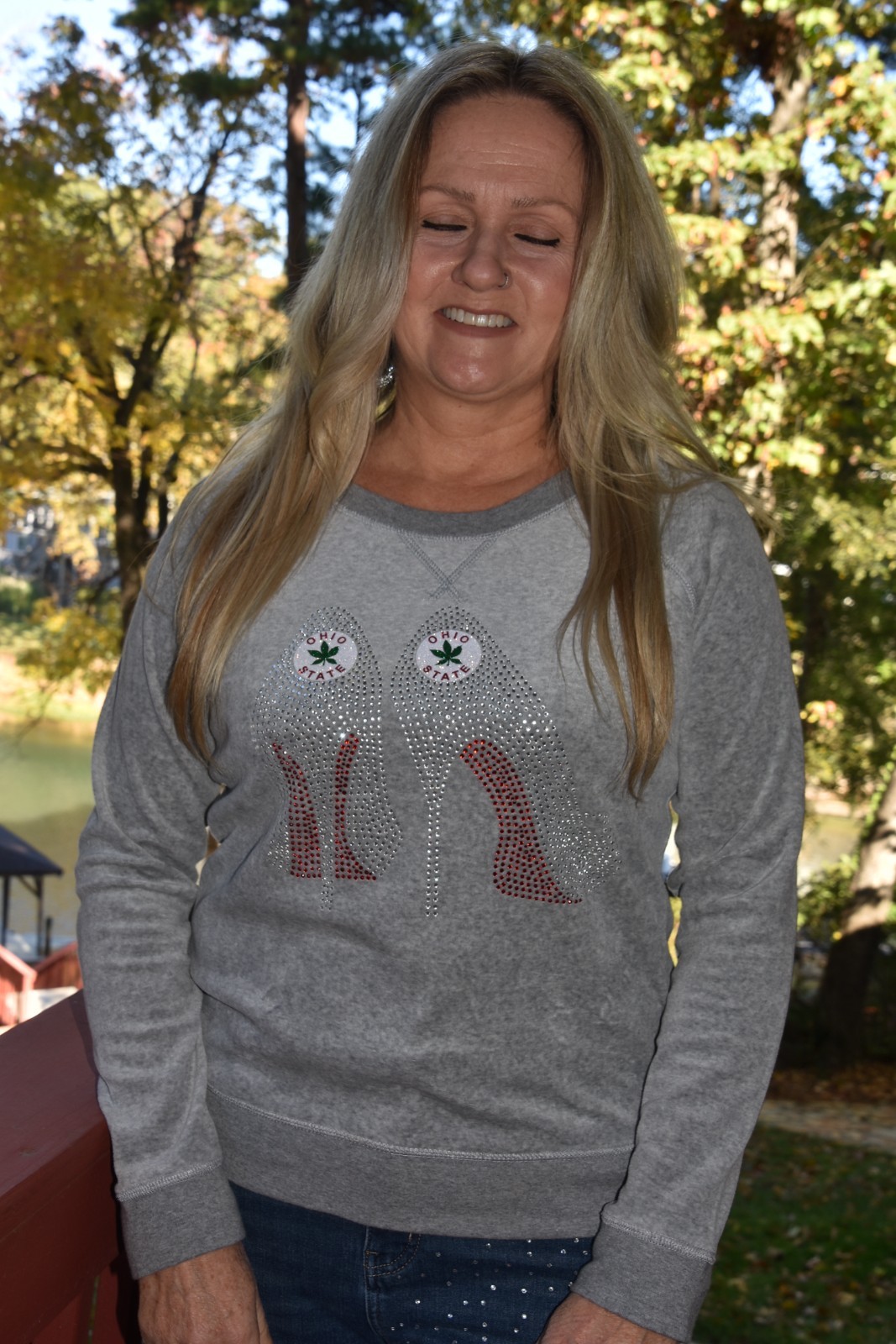 Ohio glitter & rhinestone bling velour sweatshirt size small