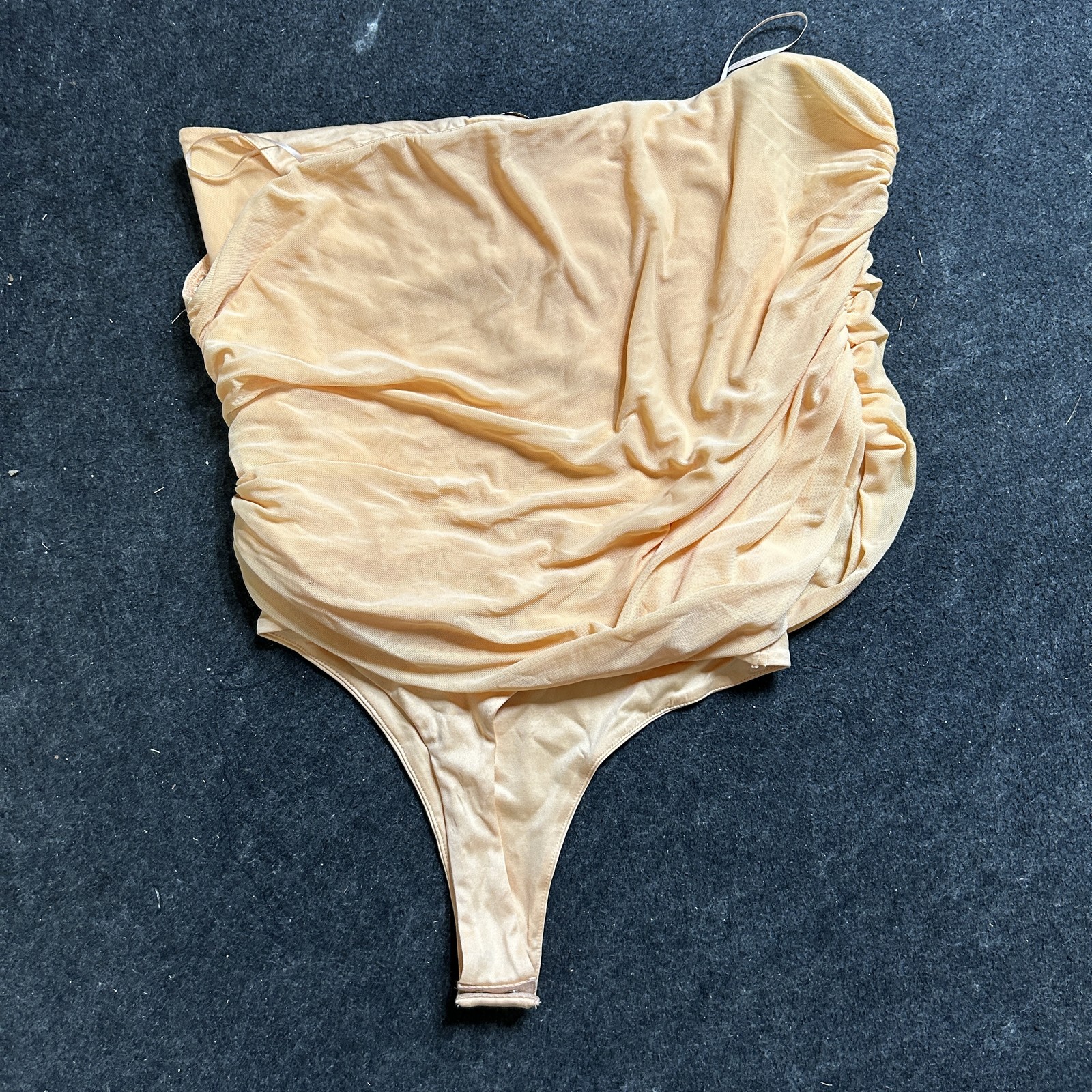 AFRM Bodysuit Women’s Peach Fuzz Strapless Ruched Mesh Drape, Size M