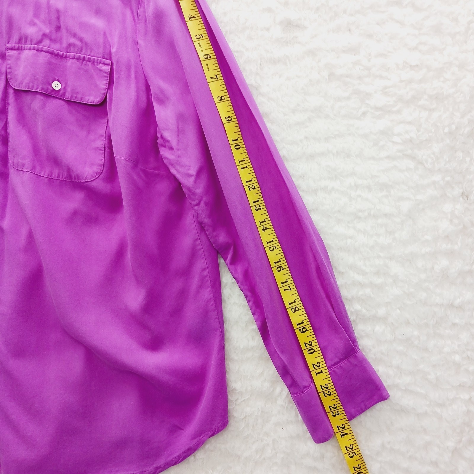 Blouse Button-Up Pink Purple Luxe Minimalist Power Office Siren Pockets Size 1X