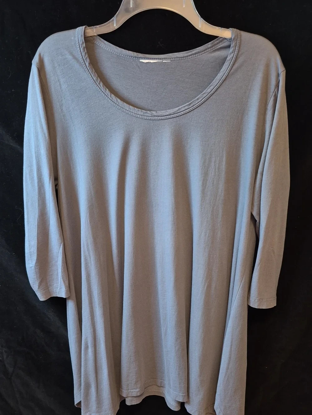 Prairie Cotton Top – Soft Knit T-shirt – Casual Comfort – Dusty Blue