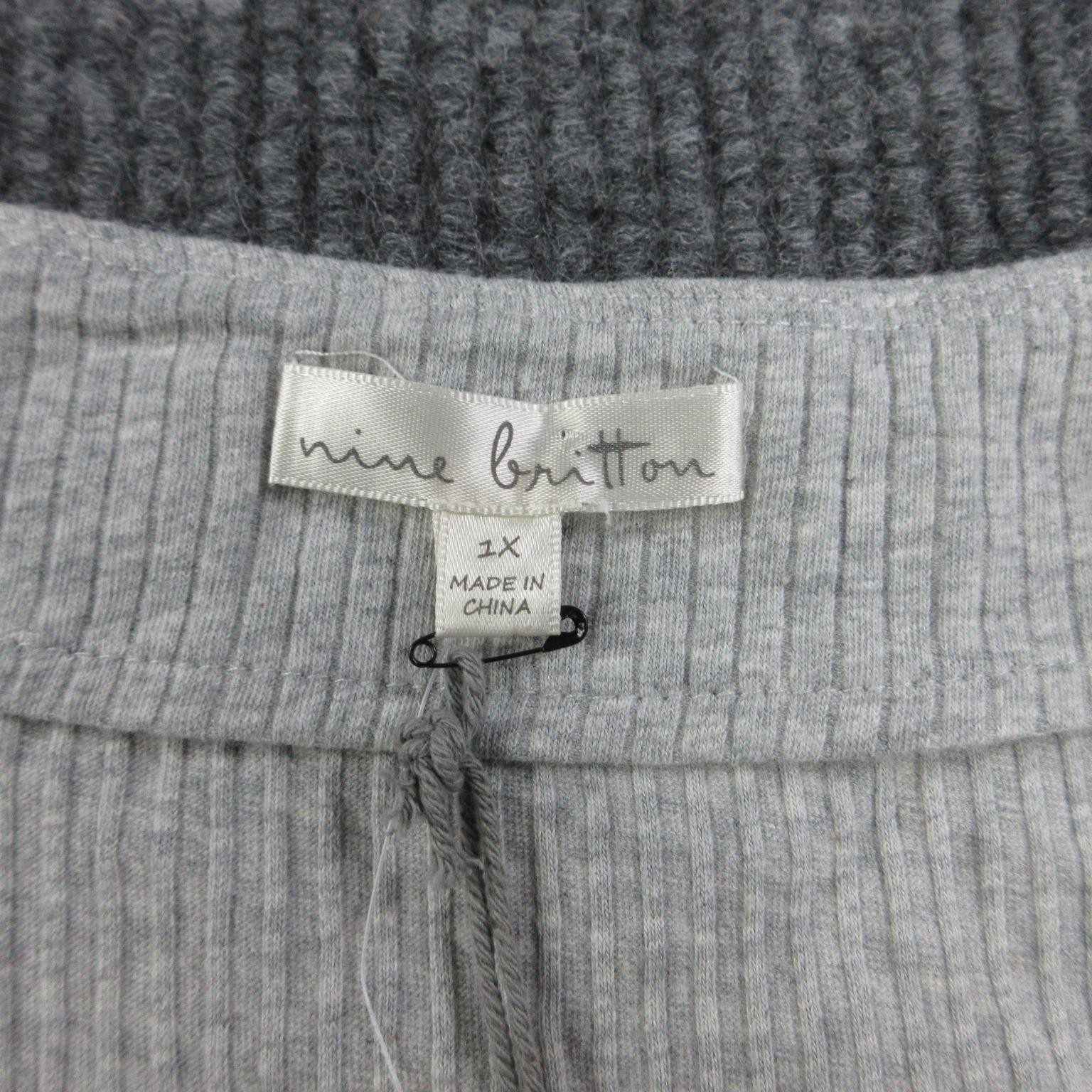 Nine Britton Shirt Womens 2X Gray Sleeveless Button-Up Ribbed Stretch Casual NWT