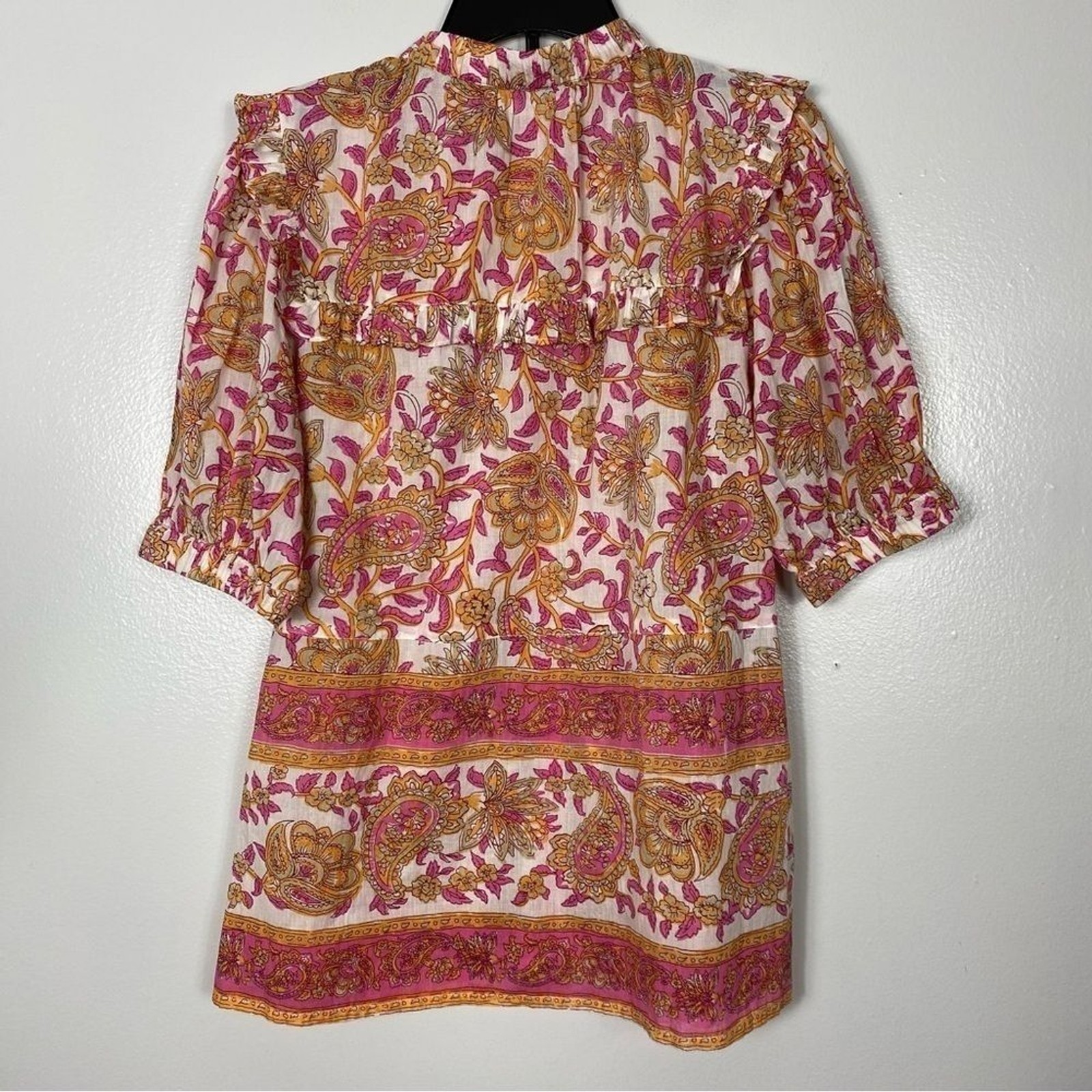 LOLA Australia ruffle paisley blouse sz M