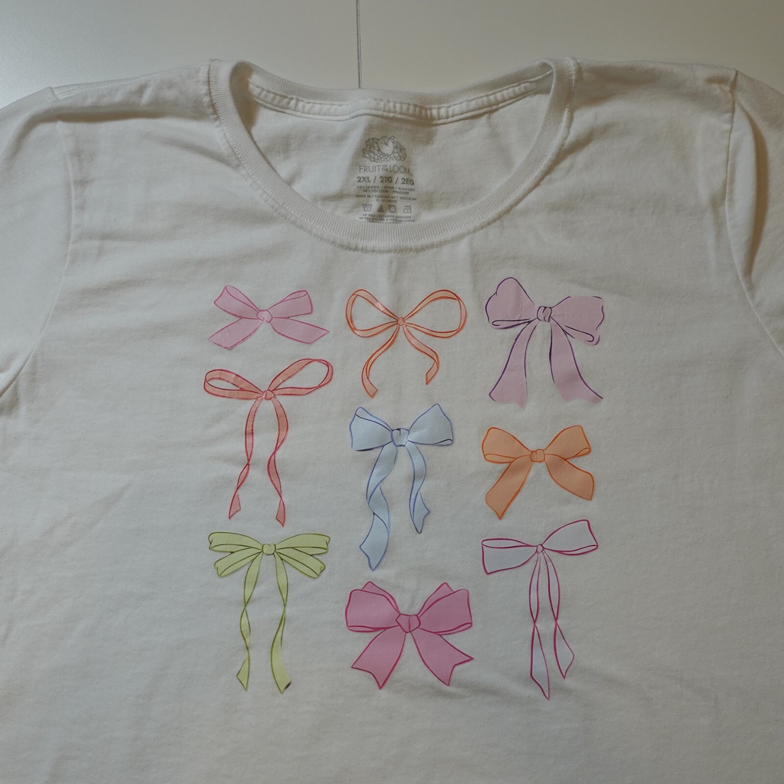 Bow Graphic Shirt Womens Size 2XL Coquette Girl Cute Easter Bows Preppy Spring