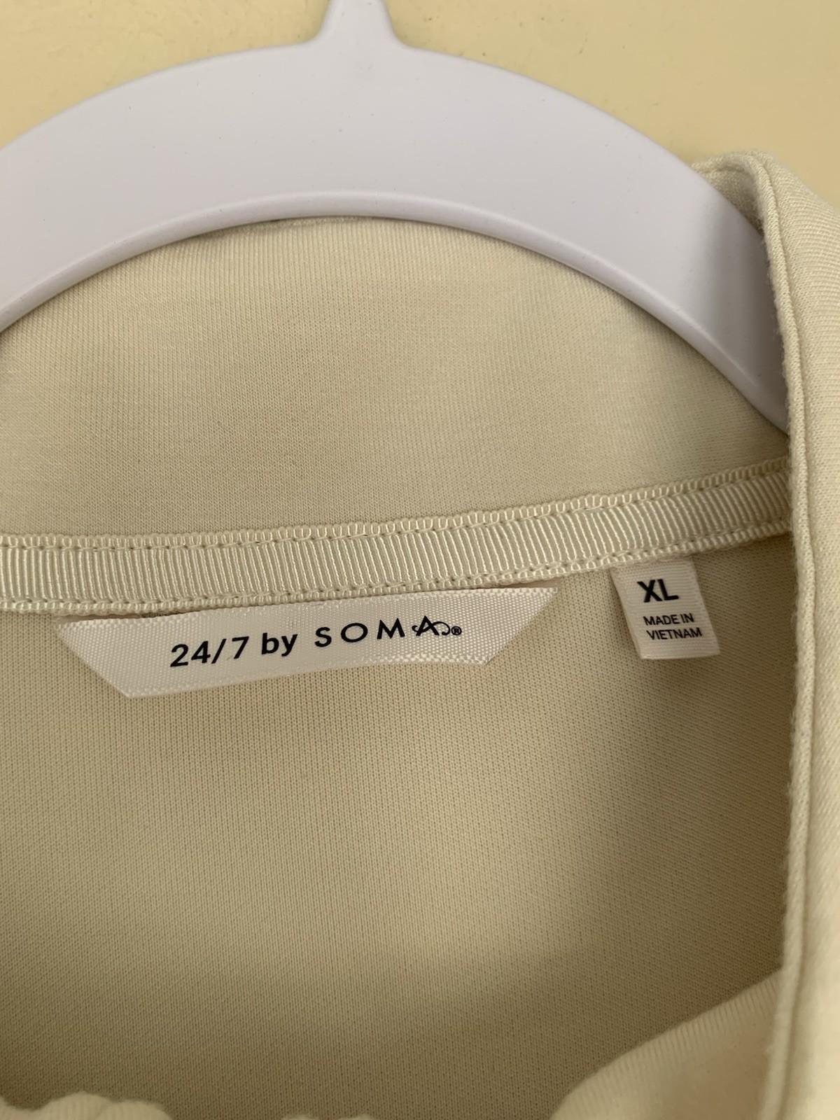 Soma 24/ 7 Beige Cream 1/4 Zip Cap Sleeve XL Shirt Travel Loungewear Comfy Top