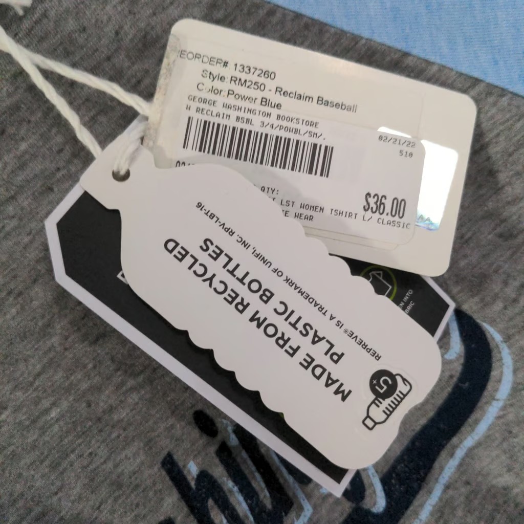 League womens George Washington University GWU baseball tee small NWT blue gray