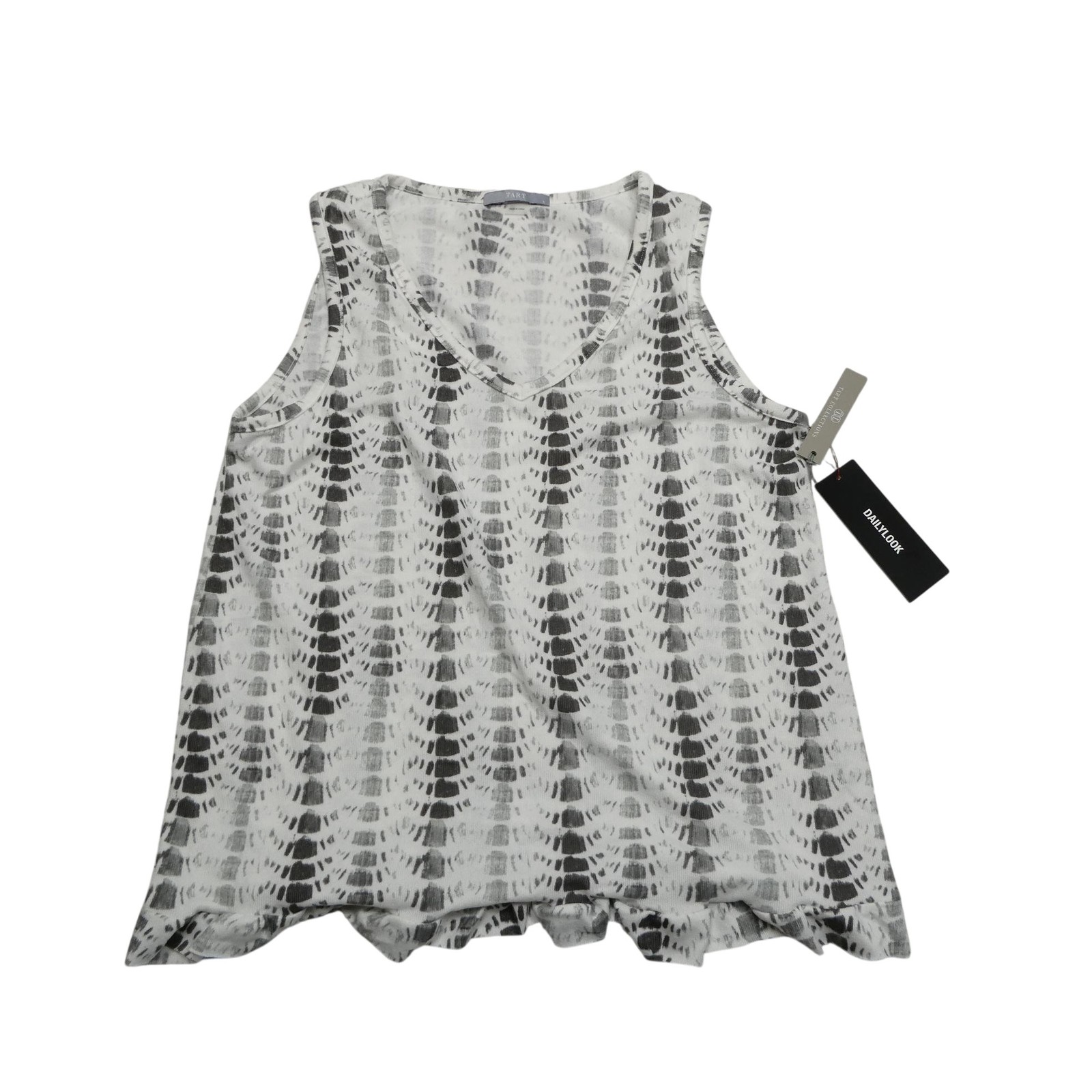 Tart Collections Tank Top Womens Large Gray White Tie Dye Sleeveless Stretch