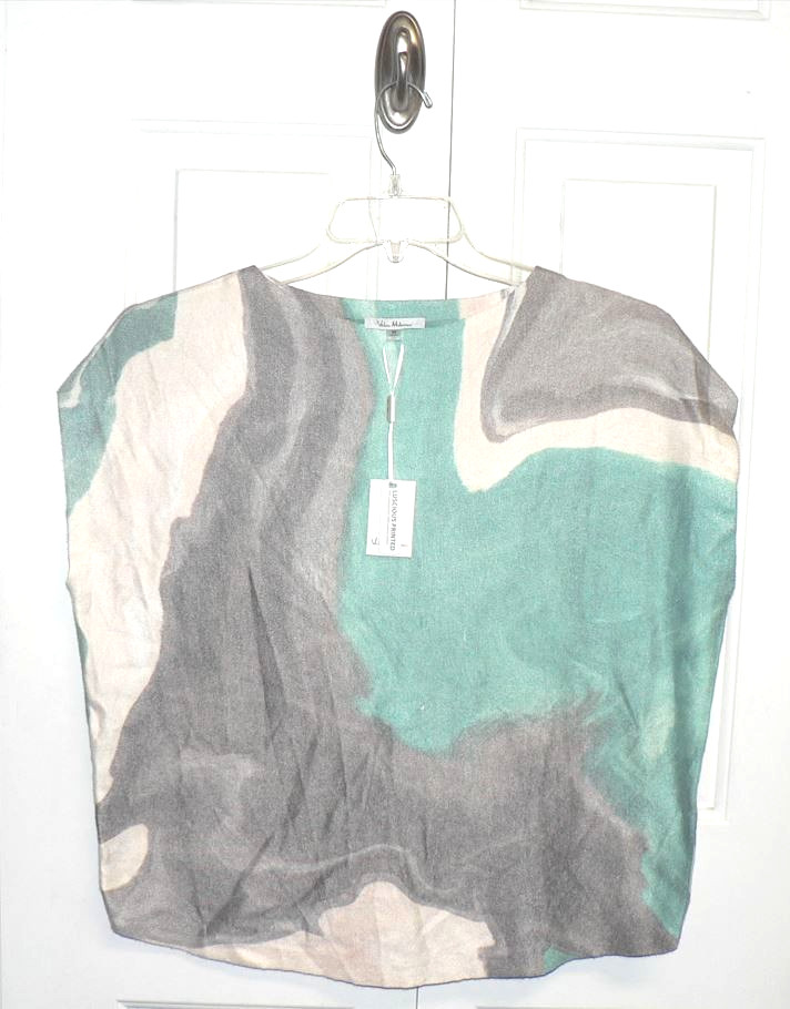 Vila Milano Women’s Luscious Abstract Printed Short Sleeve Knit Top Multi M $70