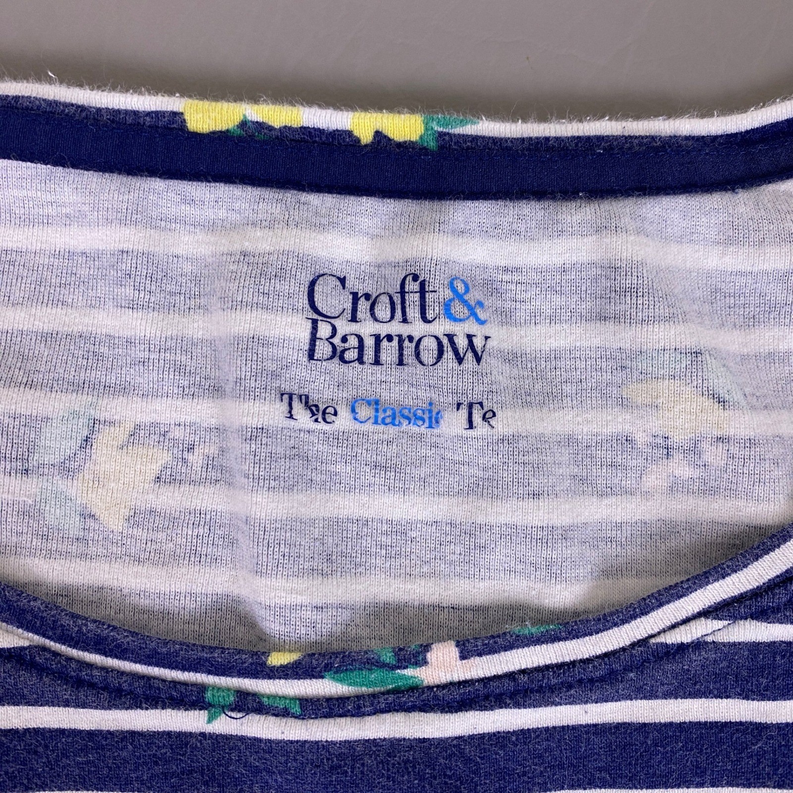 Croft & Barrow The Classic Tee Shirt 3X Navy Blue White Floral Short Sleeve