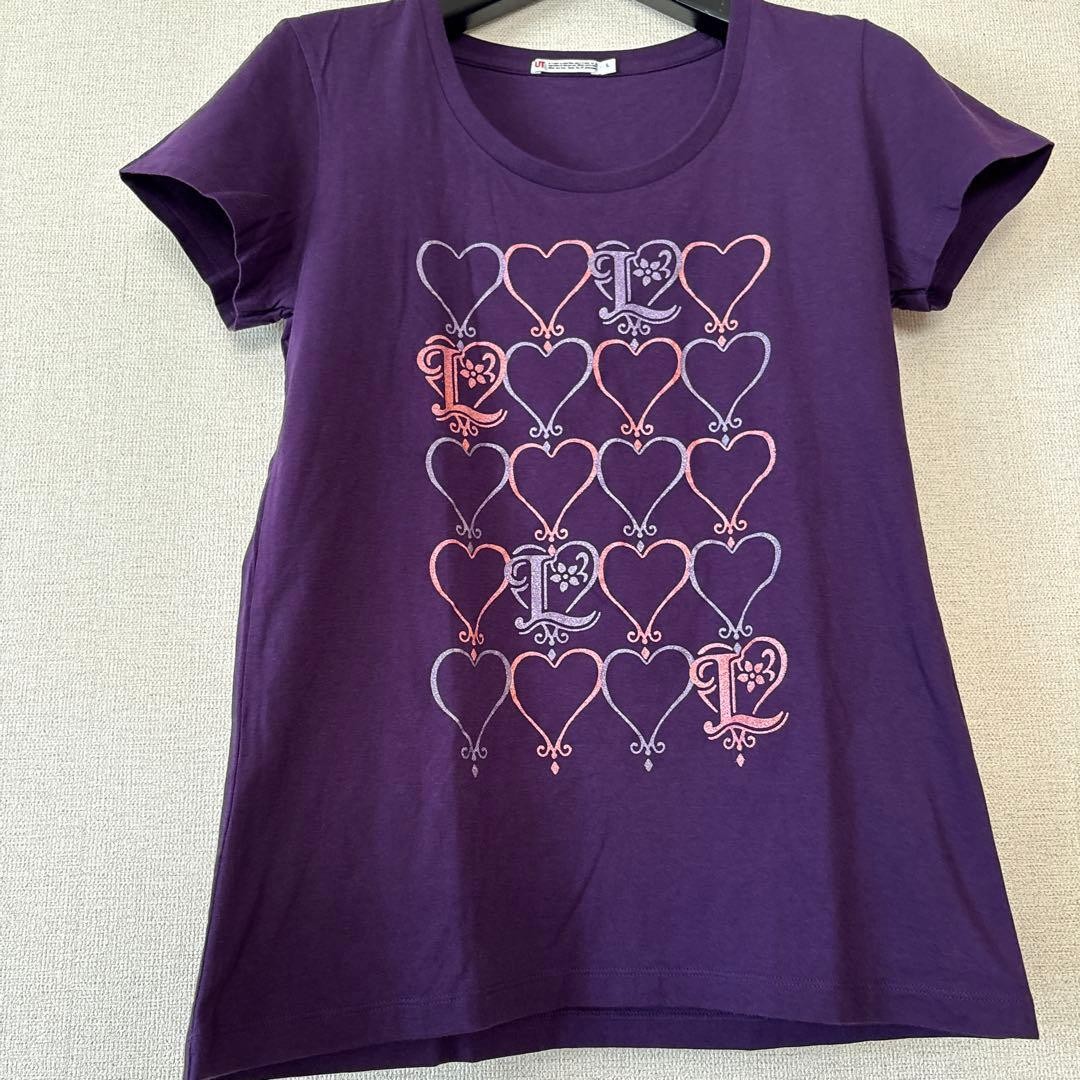 UNIQLO Lavshuca Heart Print T shirt Purple L